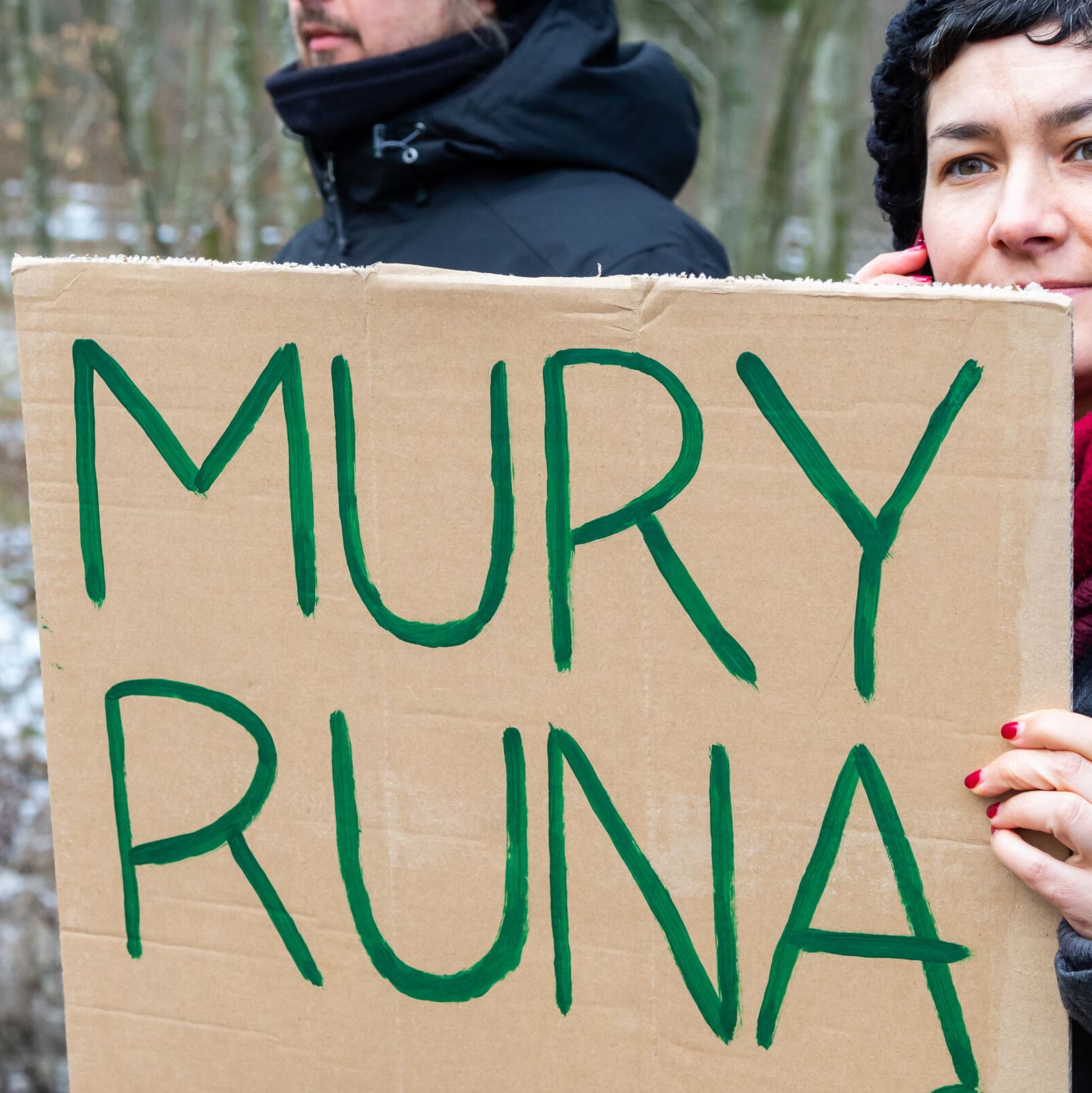 Białowieża 29.01.2022. Protest przeciw budowie muru na granicy
