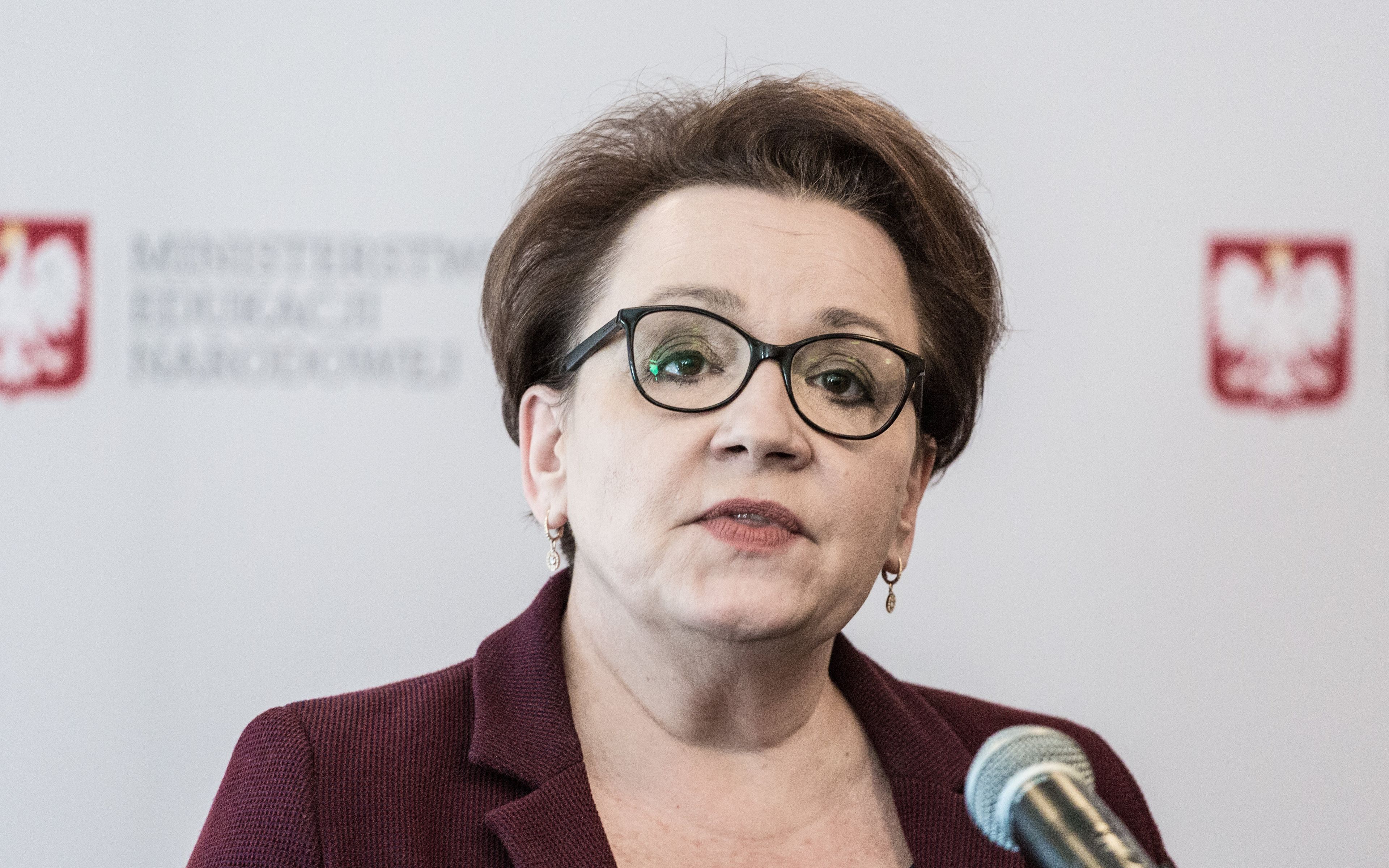 22.01.2019 Warszawa , ulica Limanowskiego 23 . Minister Edukacji Narodowej Anna Zalewska podczas konferencji prasowej po spotkaniu w sprawie podwyzek dla nauczycieli .
Fot. Adam Stepien / Agencja Gazeta