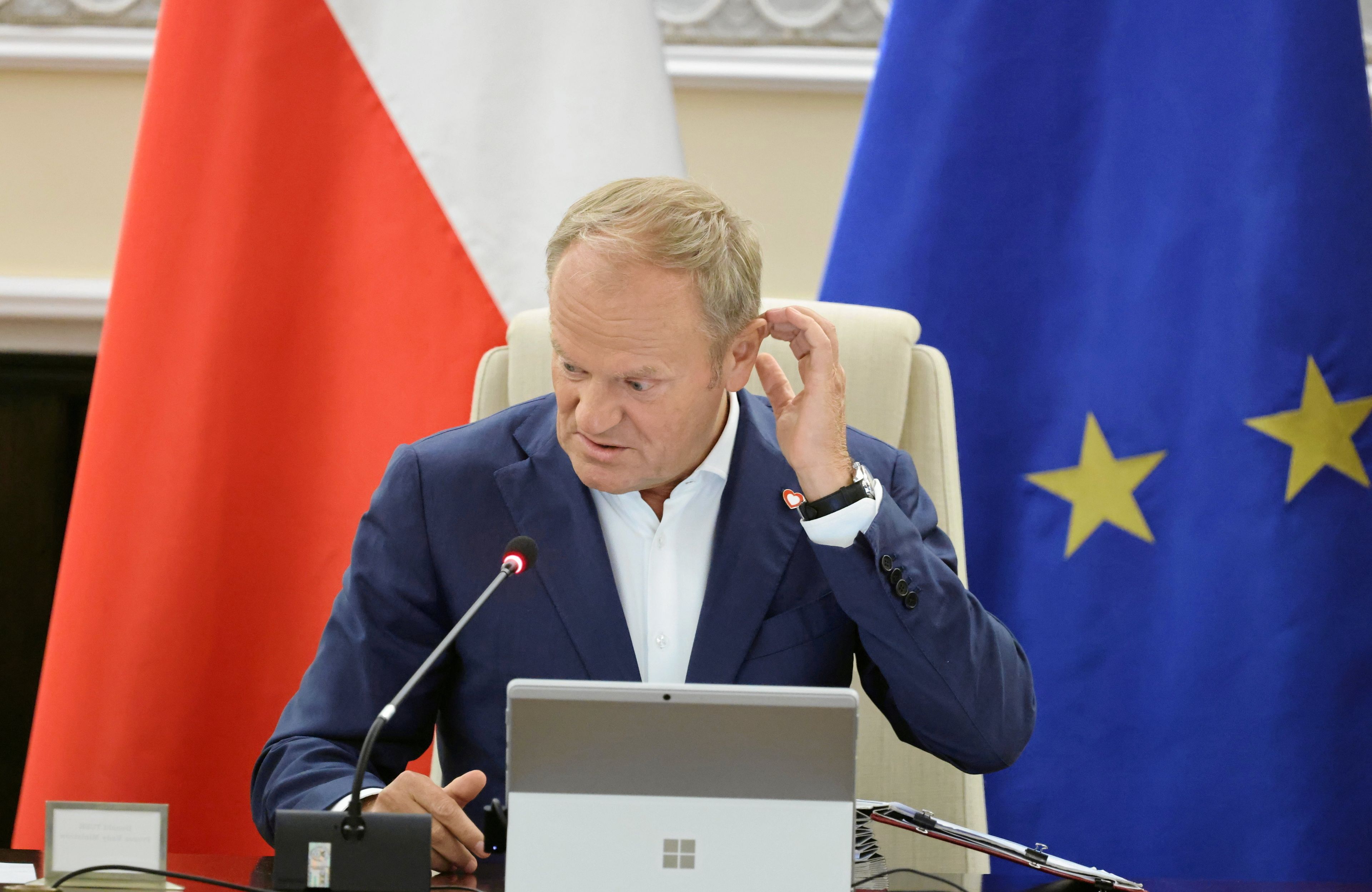 Premier Donald Tusk podczas posiedzenia rządu, 15 lipca 2025 r.