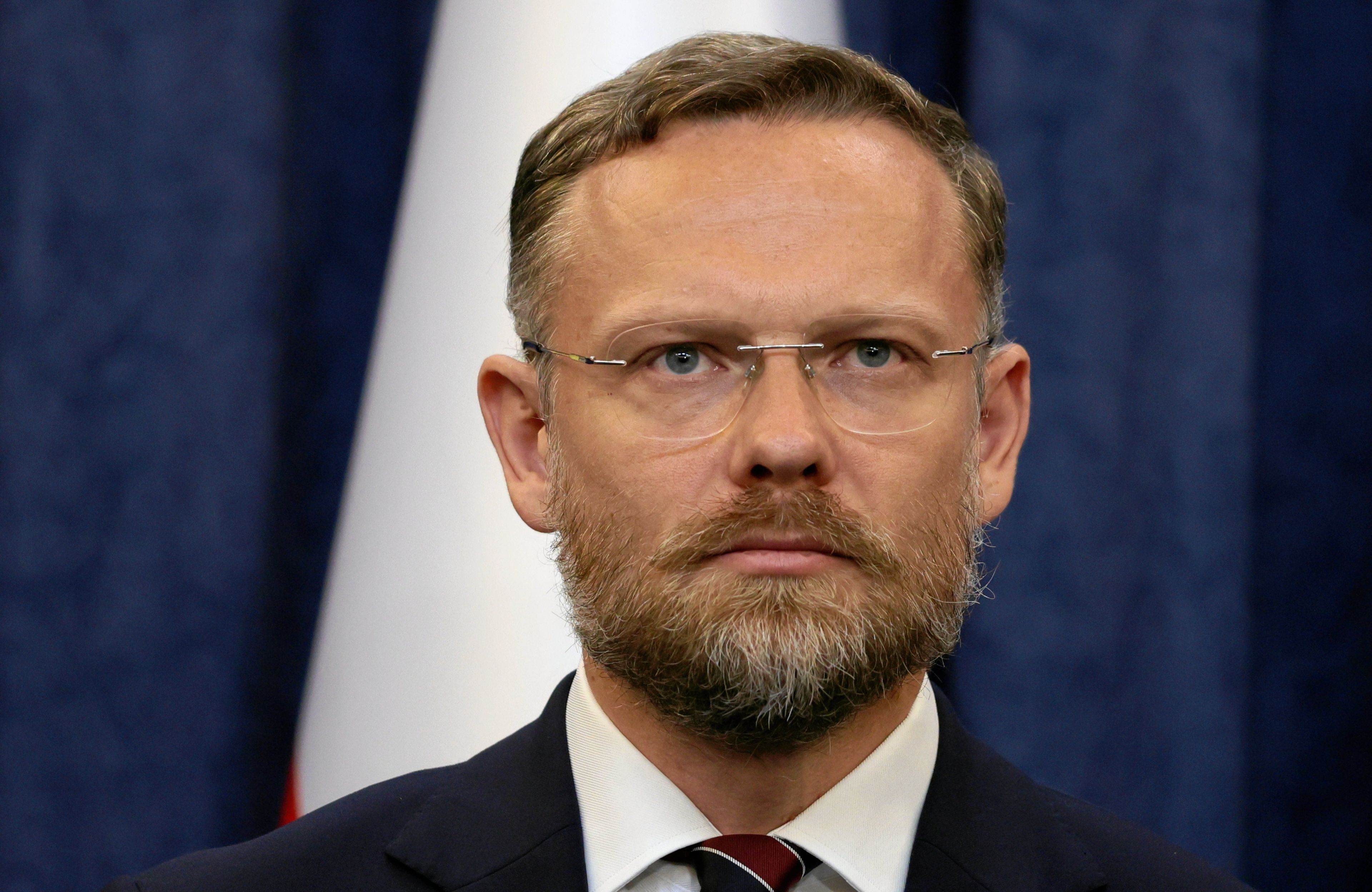 21.08.2025 Warszawa, Krakowskie Przedmiescie, Palac Prezydencki . Szef Kancelarii Prezydenta RP Zbigniew Bogucki podczas pierwszego oswiadczenia prezydenta Karola Nawrockiego dla mediow .
Fot. Slawomir Kaminski / Agencja Wyborcza.pl