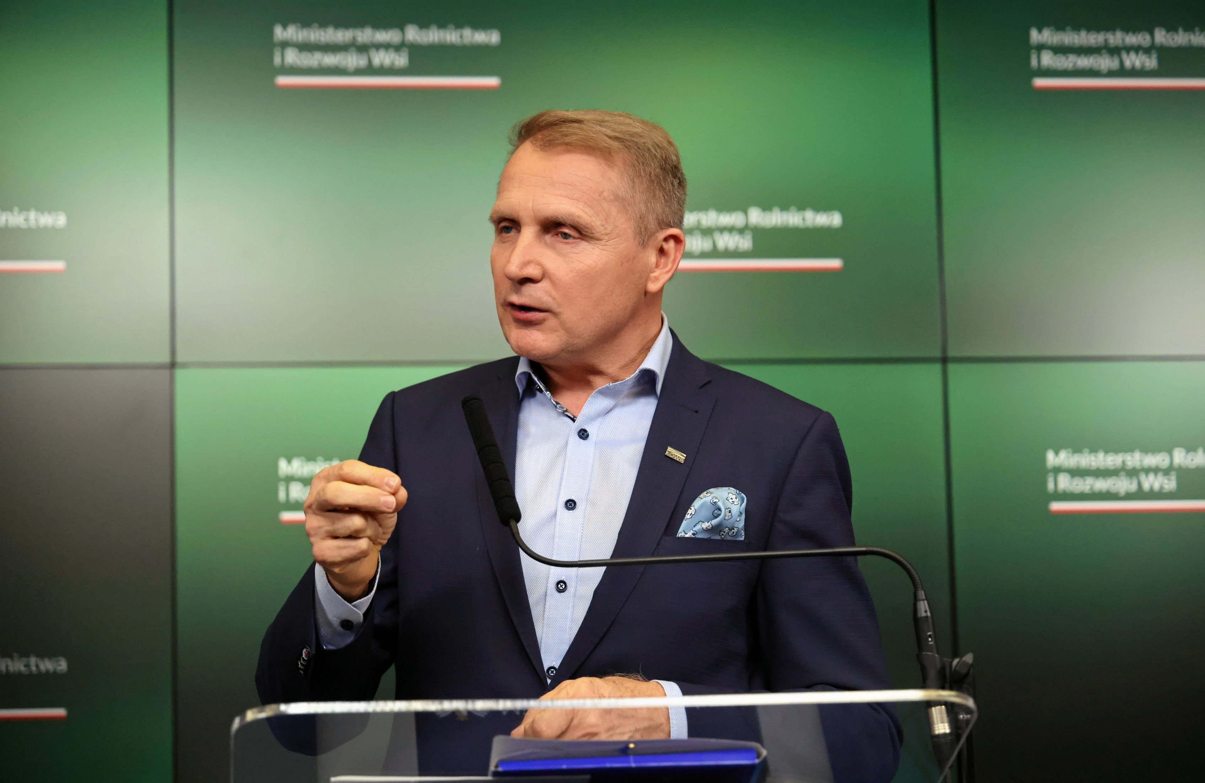 Konferencja prasowa ministra Stefana Krajewskiego ws. dzialki przeznaczonej pod budowe CPK