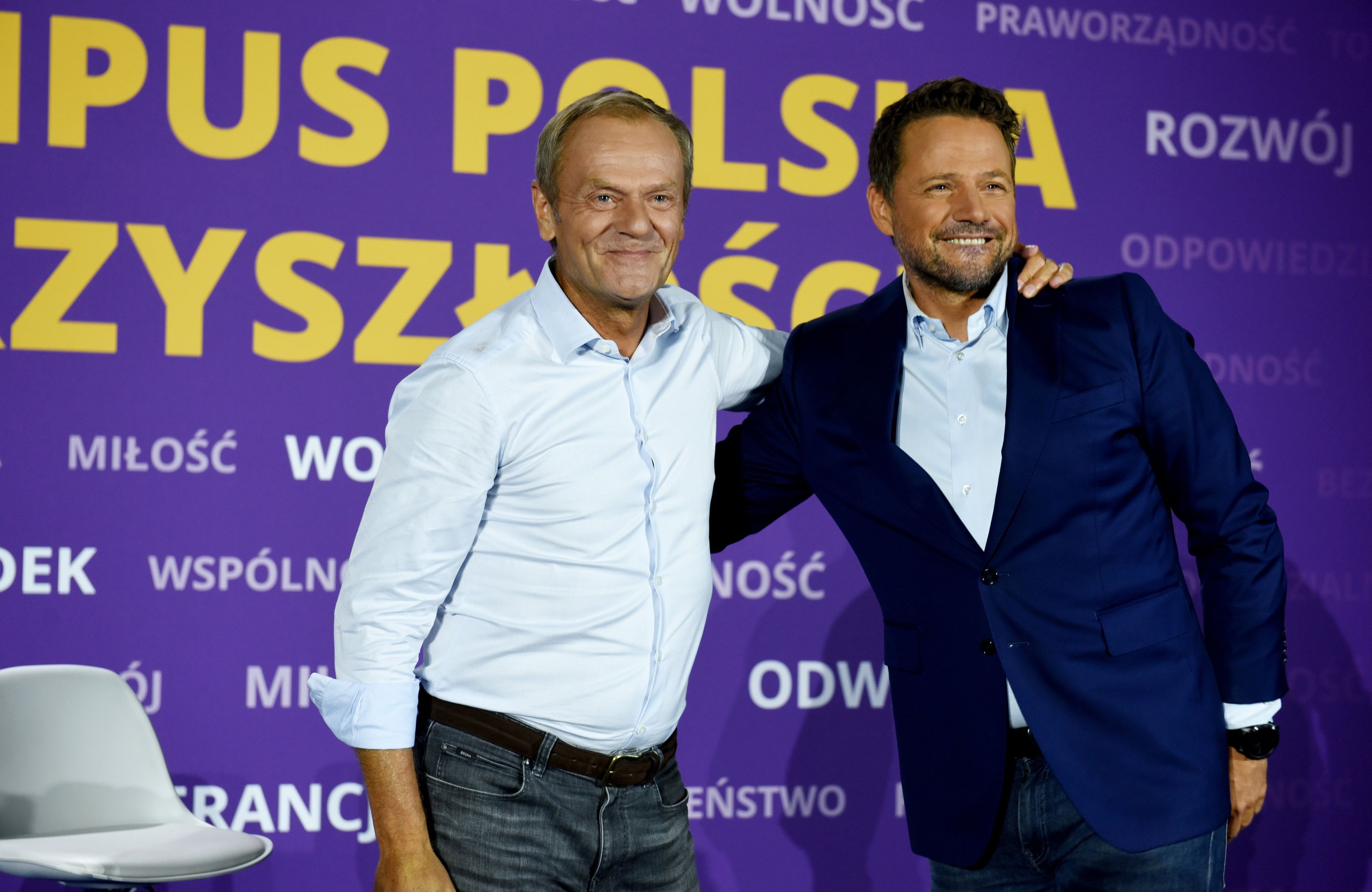 Donald Tusk i Rafal Trzaskowski na Campus Polska Przyszlosci