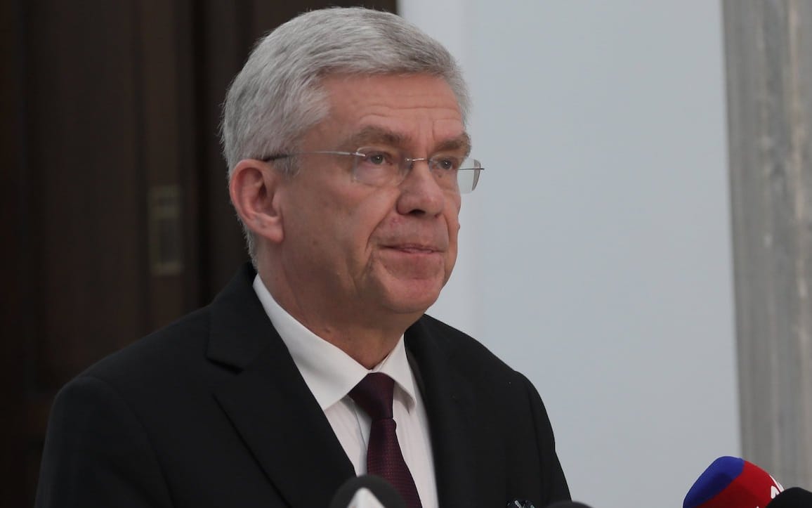30.03.2020 Warszawa . Senat . 8 posiedzenie Senatu X kadencji w czasie epidemii koronawirusa . Wicemarszaek Senatu Stanislaw Karczewski podczas konferencji prasowej .
Fot. Slawomir Kaminski / Agencja  Gazeta