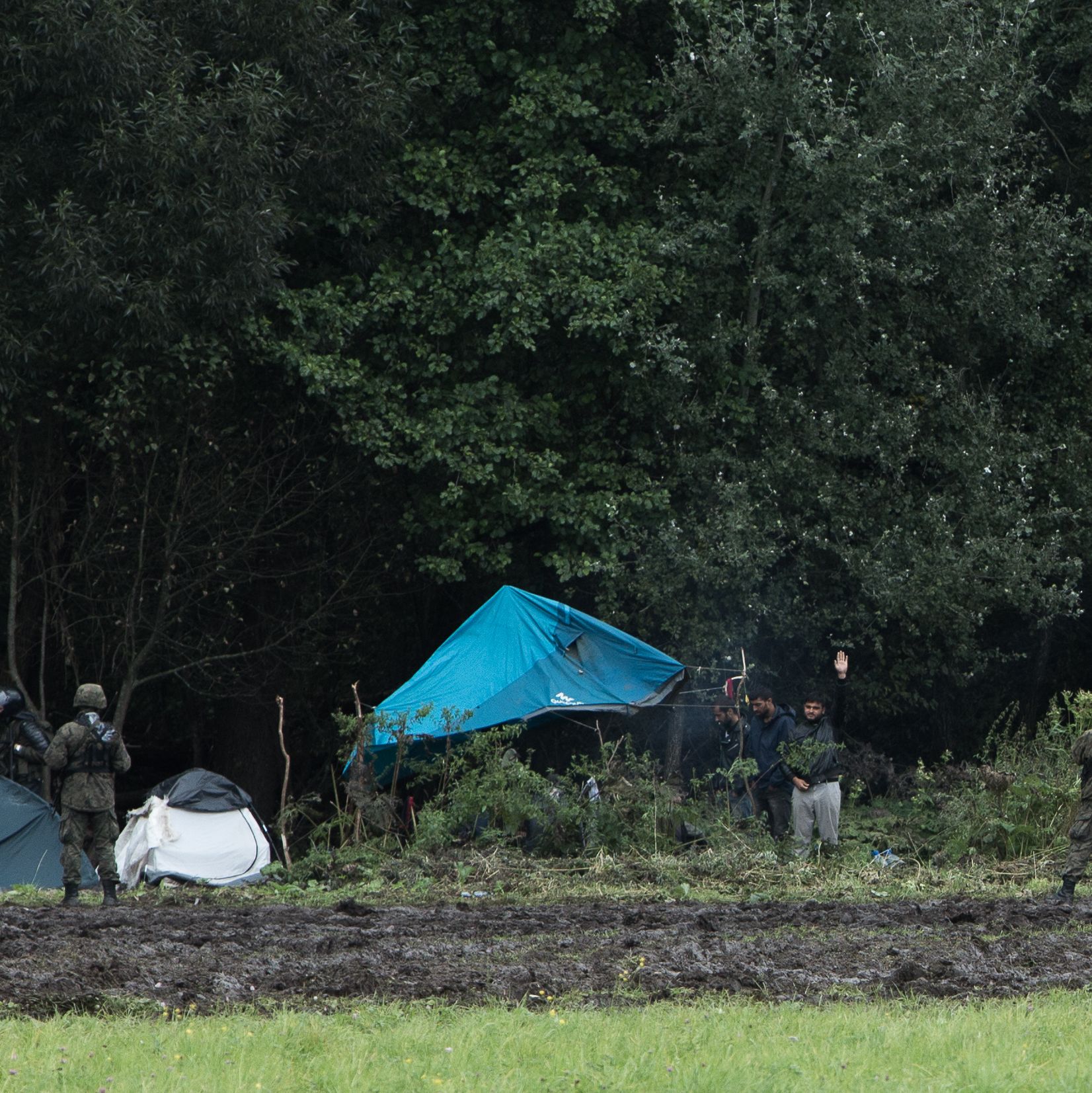 Usnarz Górny, 01.09.2021. Polskie służby nie dopuszczają pomocy do Afgańczyków przetrzymywanych na granicy
