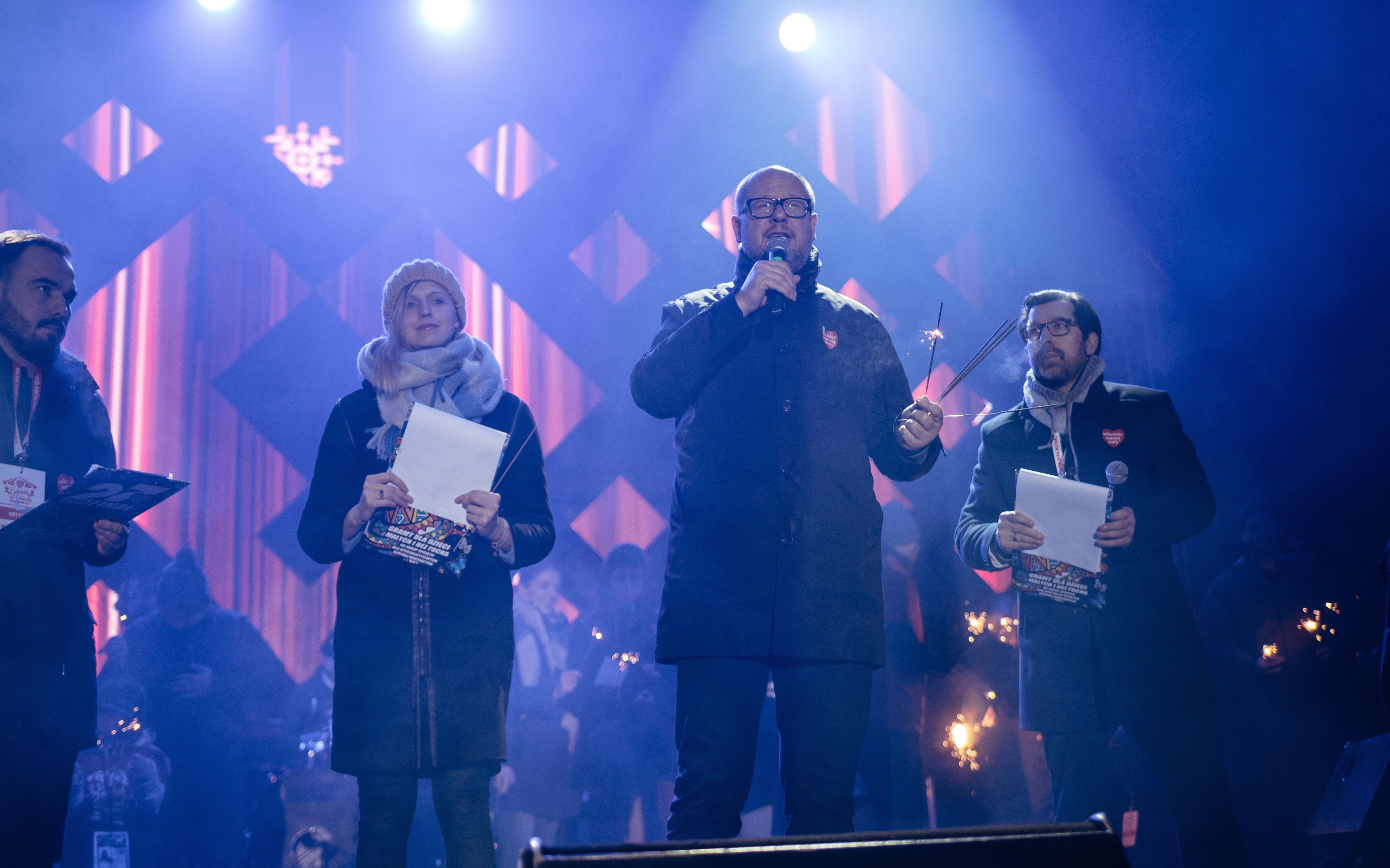 13.01.2019 Gdansk , Targ Weglowy . Final w Gdansku . Swiatelko do Nieba . Pawel Adamowicz na chwile przed atakiem nozownika .
Fot. Bartosz Banka / Agencja Gazeta