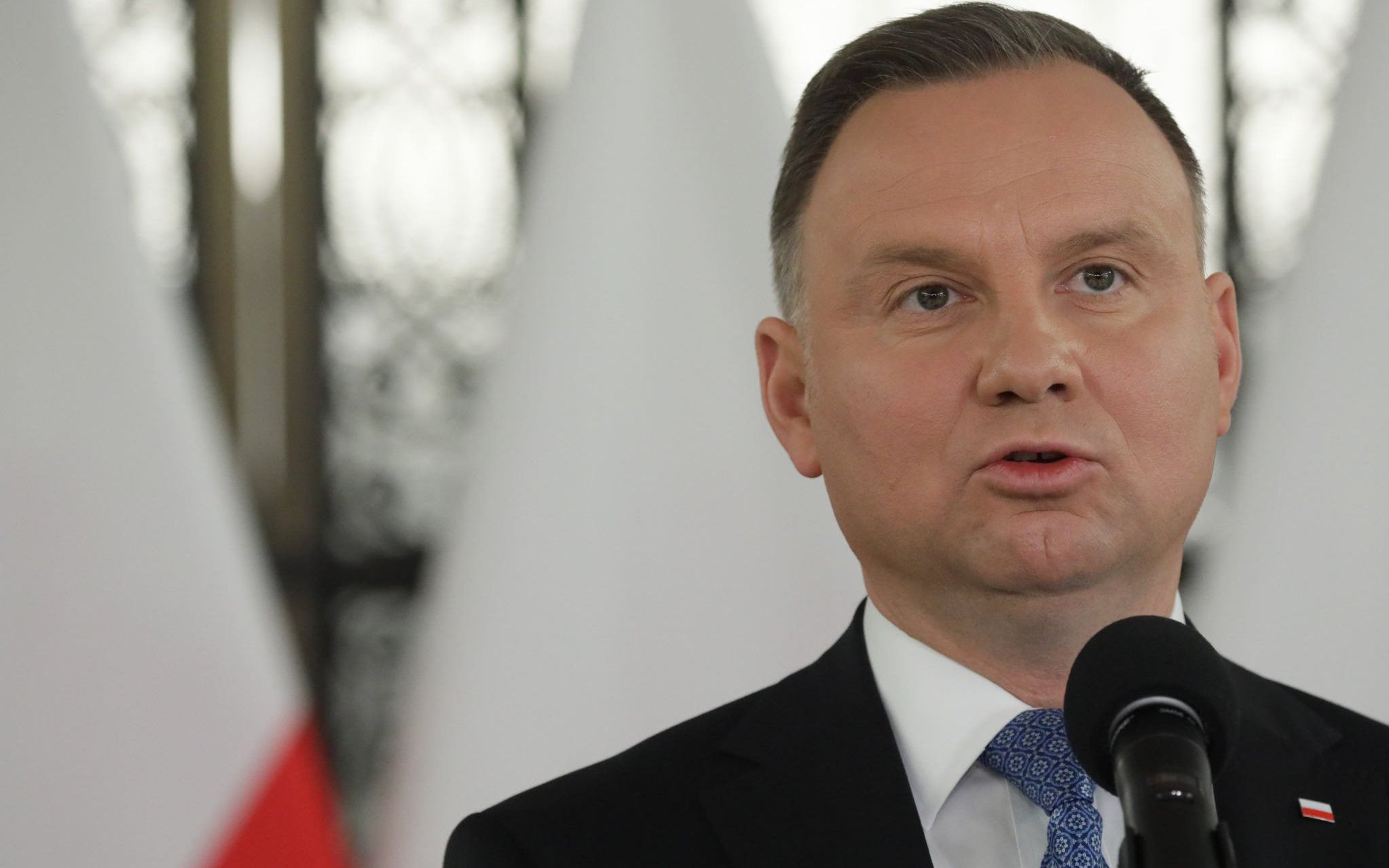 04.06.2020 Warszawa , ulica Wiejska . Sejm . Czwarty dzien 12 posiedzenia Sejmu IX kadencji . Prezydent Andrzej Duda podczas konferencji prasowej .
Fot. Slawomir Kaminski / Agencja Gazeta
