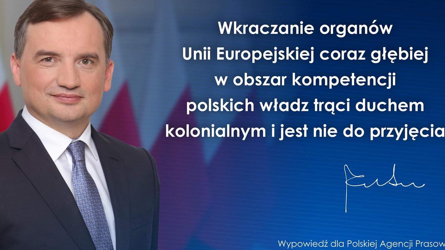 Grafika - wypowiedź Zbigniewa Ziobry po decyzji TSUE