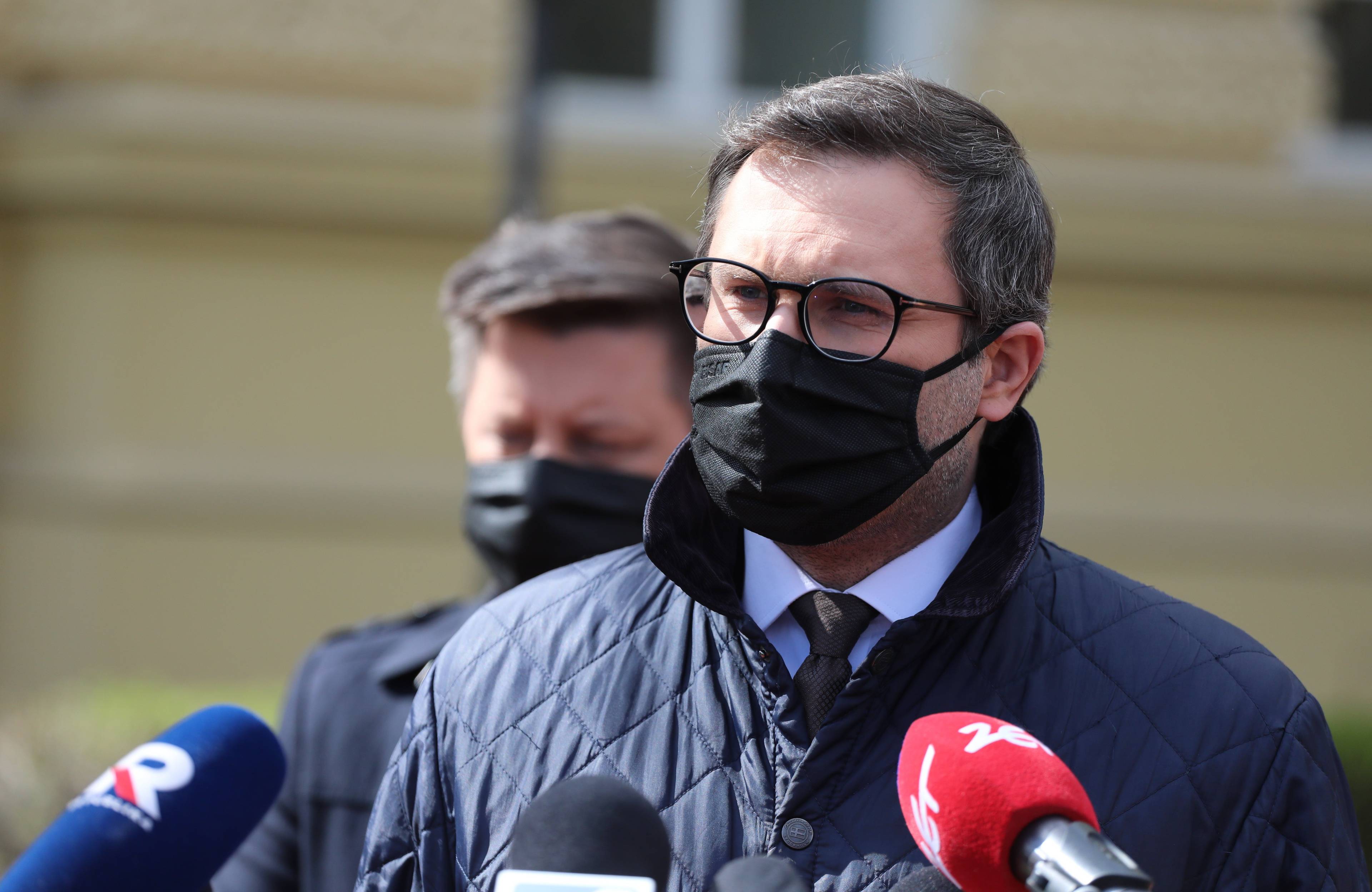 Michał Dworczyk i Michał K. na konferencji prasowej