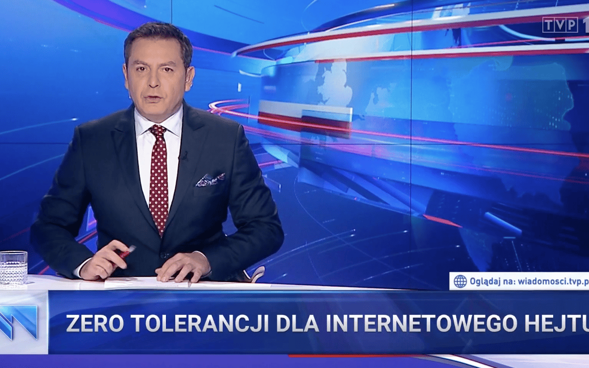 Grafika do artykułu Według "Wiadomości" TVP hejtują sędziowie, a trolluje PO. 57 sek. o aferze Piebiaka