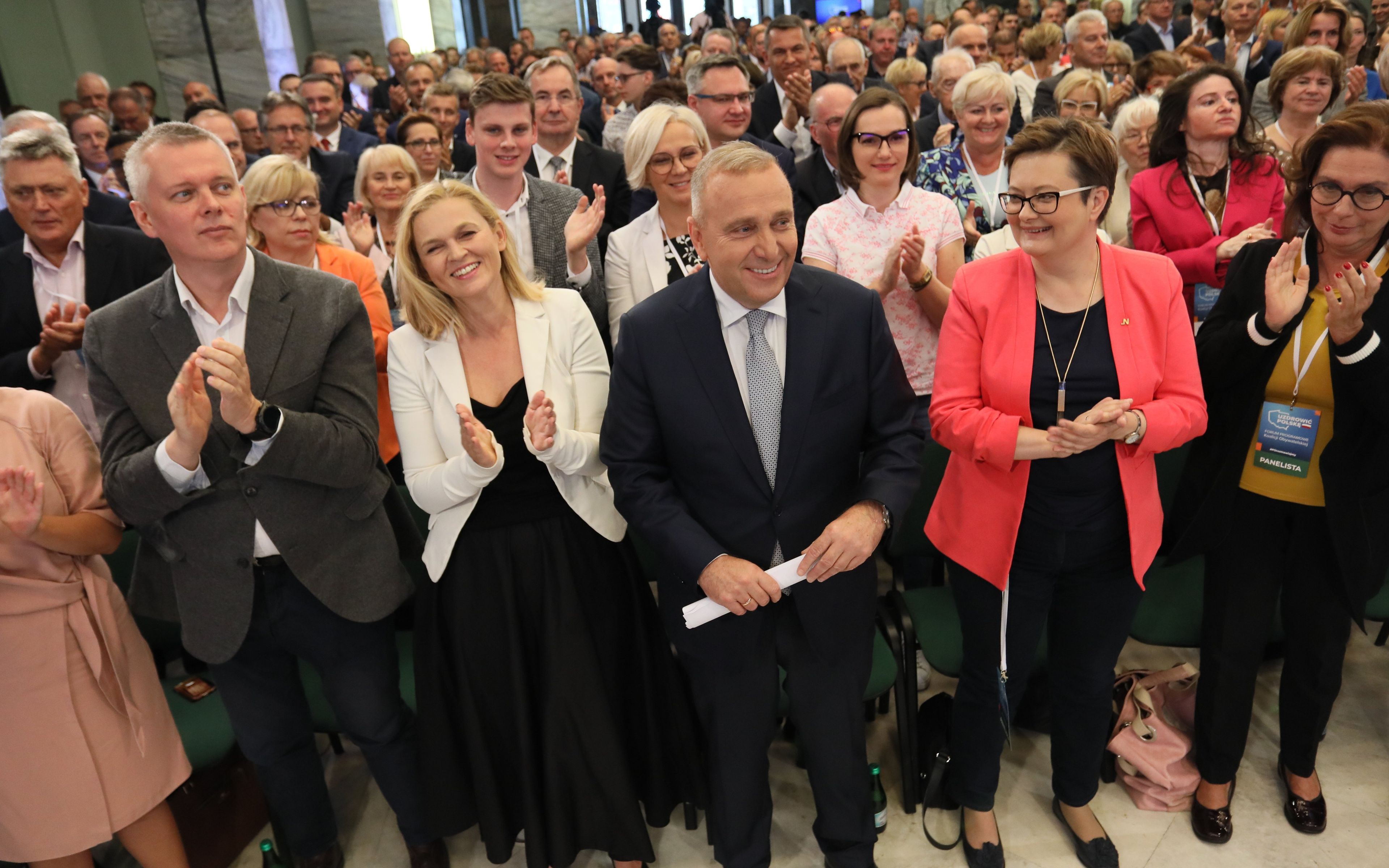 13.07.2019 Warszawa , PKIN . Forum Programowe Koalicji Obywatelskiej .#POrozmawiajmy  - dzien drugi . na zdjeciu od lewej: Kamila Gasiuk - Pihowicz ,  Tomasz Siemoniak , Barbara Nowacka , Grzegorz Schetyna , Katarzyna Lubnauer , Malgorzata Kidawa - Blonska
Fot. Slawomir Kaminski / Agencja Gazeta