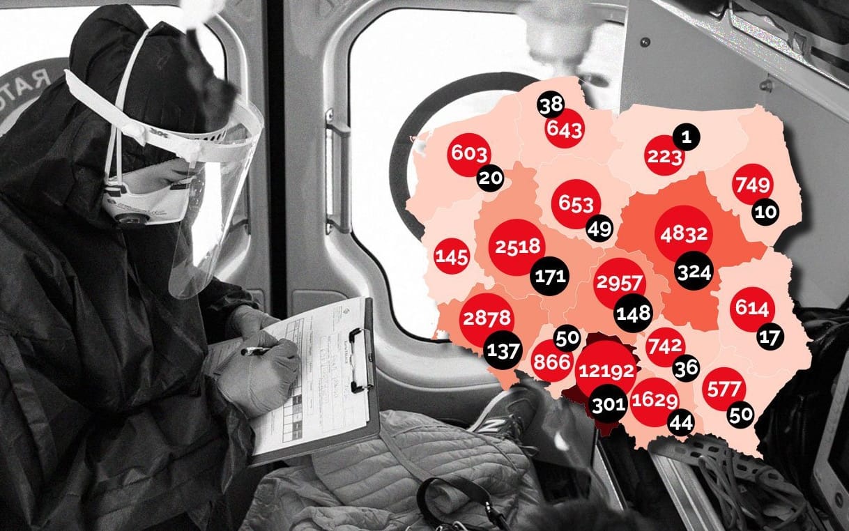 Grafika do artykułu Badania przesiewowe górników zakończone, hospitalizacje rosną i w Polsce, i w USA. [FAKTY, WYKRESY]
