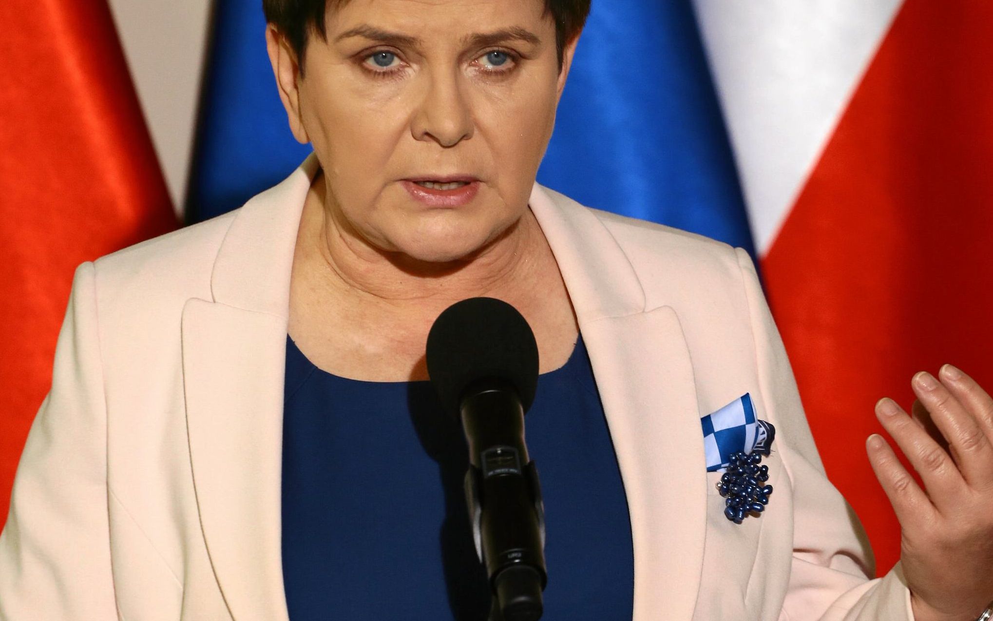 02.04.2019 Warszawa , ul Limanowskiego , Centrum Dialogu . Byla premier - obecna wicepremier rzadu PiS Beata Szydlo podczas konferencji prasowej . Przerwa w obradach trzeciego dnia rozmow ze zwiazkowcami  ZNP, OPZZ , Solidarnosci i Forum Zwiazkow Zawodowych . Przed spodziewanym , ogolnopolskim strajkiem w oswiacie .
Fot. Agata Grzybowska / Agencja Gazeta