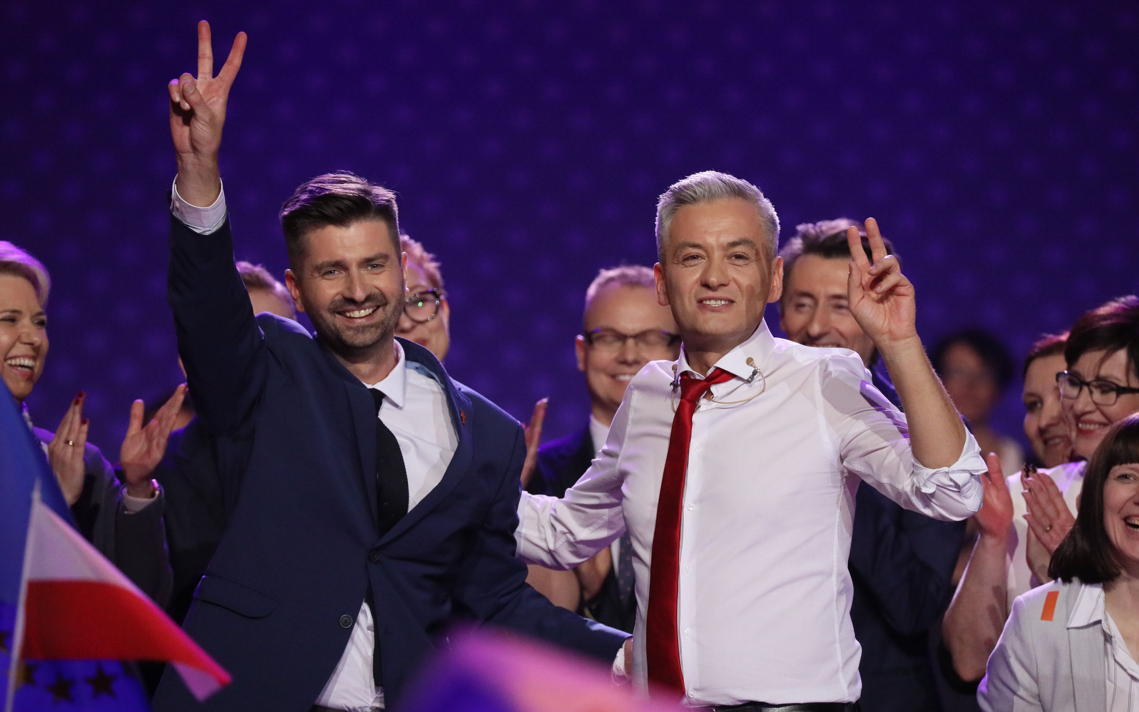 03.02.2019 Warszawa , ulica Lazienkowska . Torwar . Krzysztof Smiszek (L), Robert Biedron (P) podczas konwencji inaugurujacej dzialanie jego ruchu politycznego .
Fot. Slawomir Kaminski / Agencja Gazeta