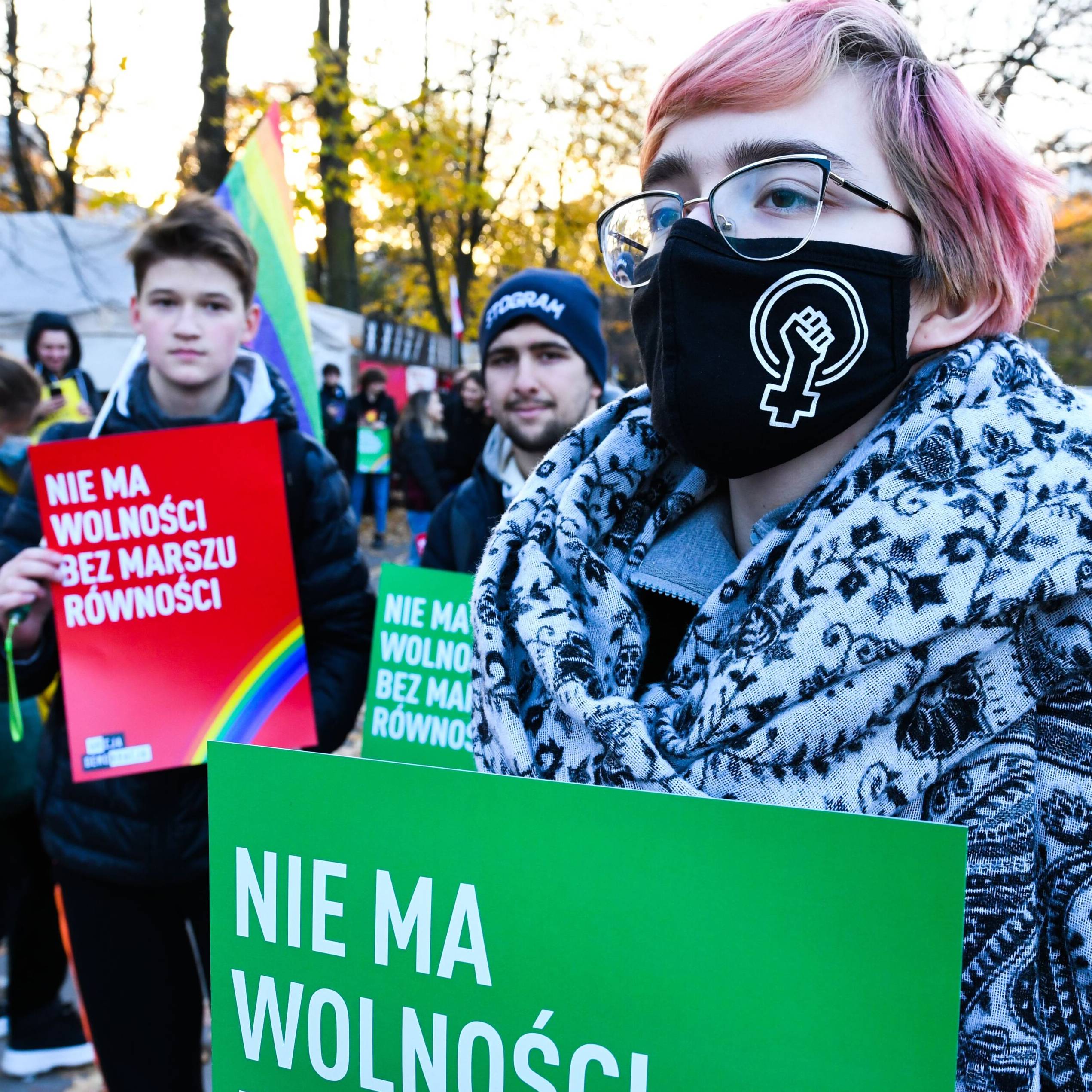 Warszawa, 28.10.2021. Protest przeciw ustawie StopLGBT Kai Godek