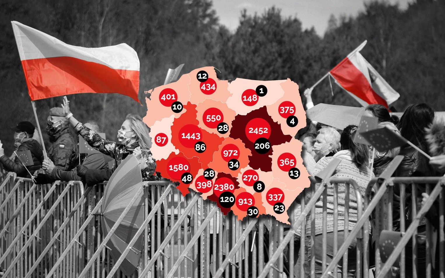 Grafika do artykułu Nie doliczyli Mazowsza, ubyło zakażonych. Majówkowy fake news ministerstwa. Rosja zawirusowana [RAPORT]