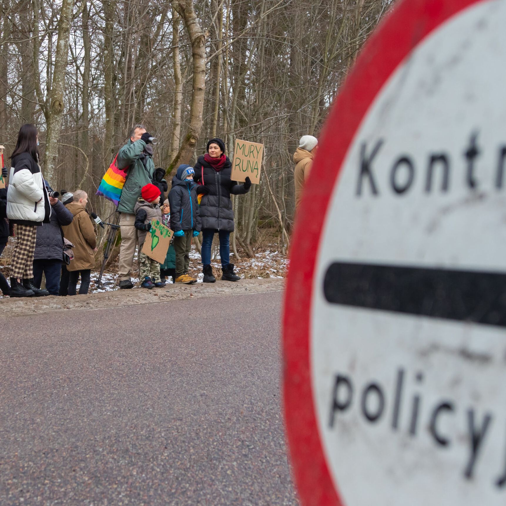 Białowieża 29.01.2022. Protest przeciw budowie muru na granicy