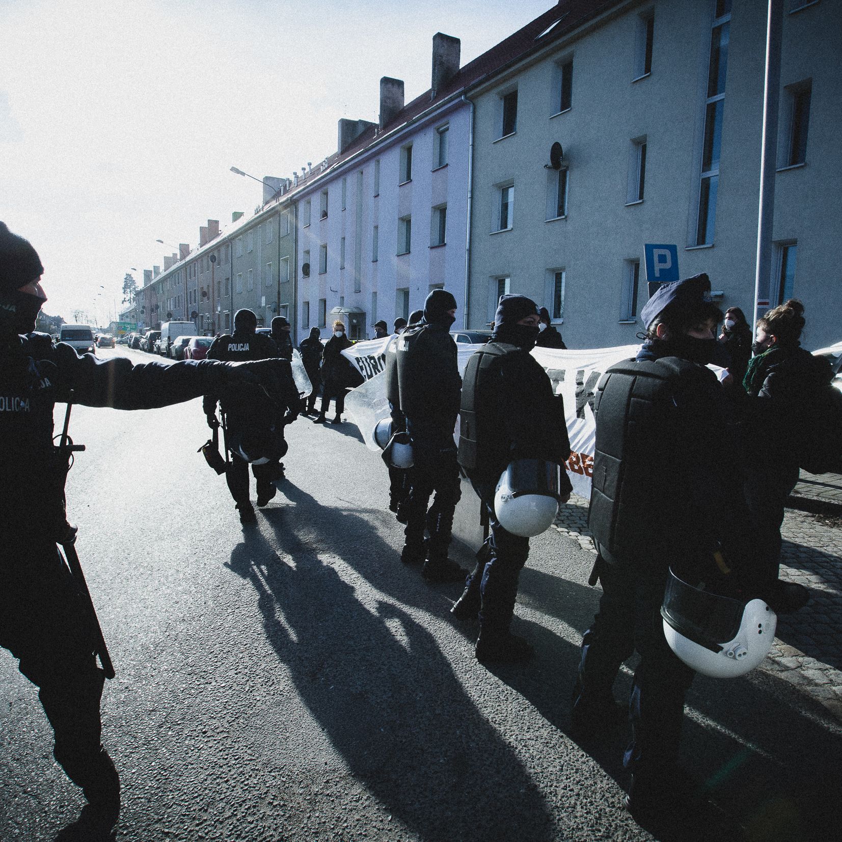 Krosno Odrzańskie, 12.02.2022. Protest pod SG w Krośnie Odrzańskim