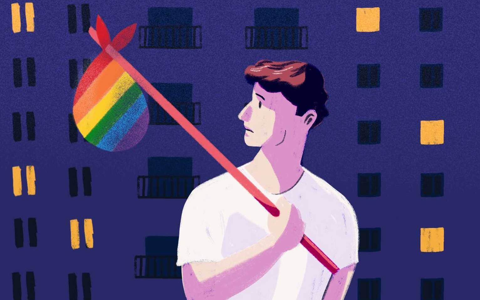 Grafika do artykułu "Stawali w progu w klapkach i z reklamówką". W Warszawie powstało mieszkanie interwencyjne dla osób LGBT