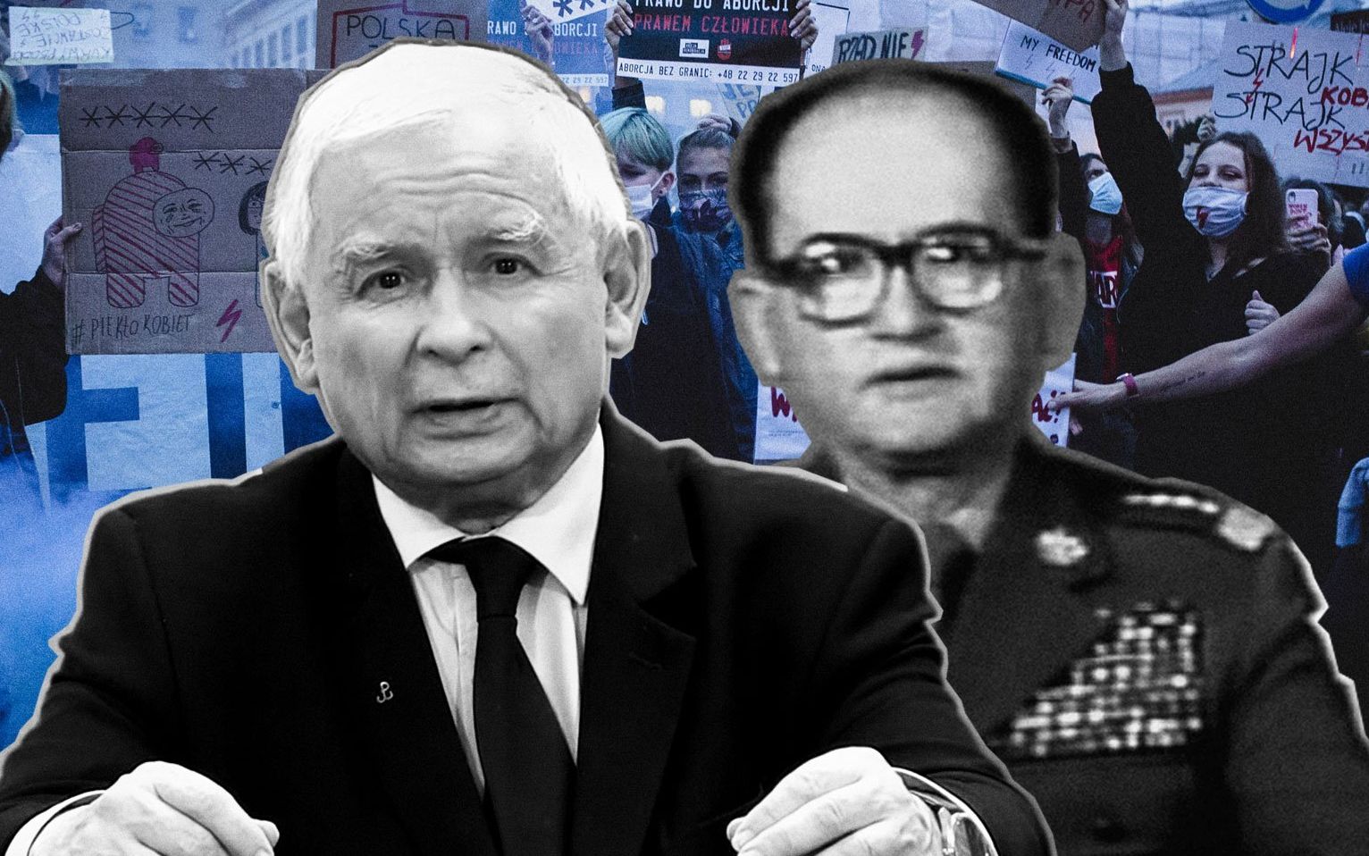 Grafika do artykułu Oświadczenie Kaczyńskiego. Groźna histeria zagrożonego satrapy, któremu marzy się przemoc