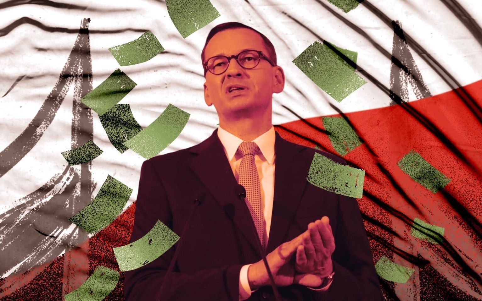 Grafika do artykułu Sukces OKO.press. Maszty z flagami nie będą finansowane z funduszu na walkę z COVID-19