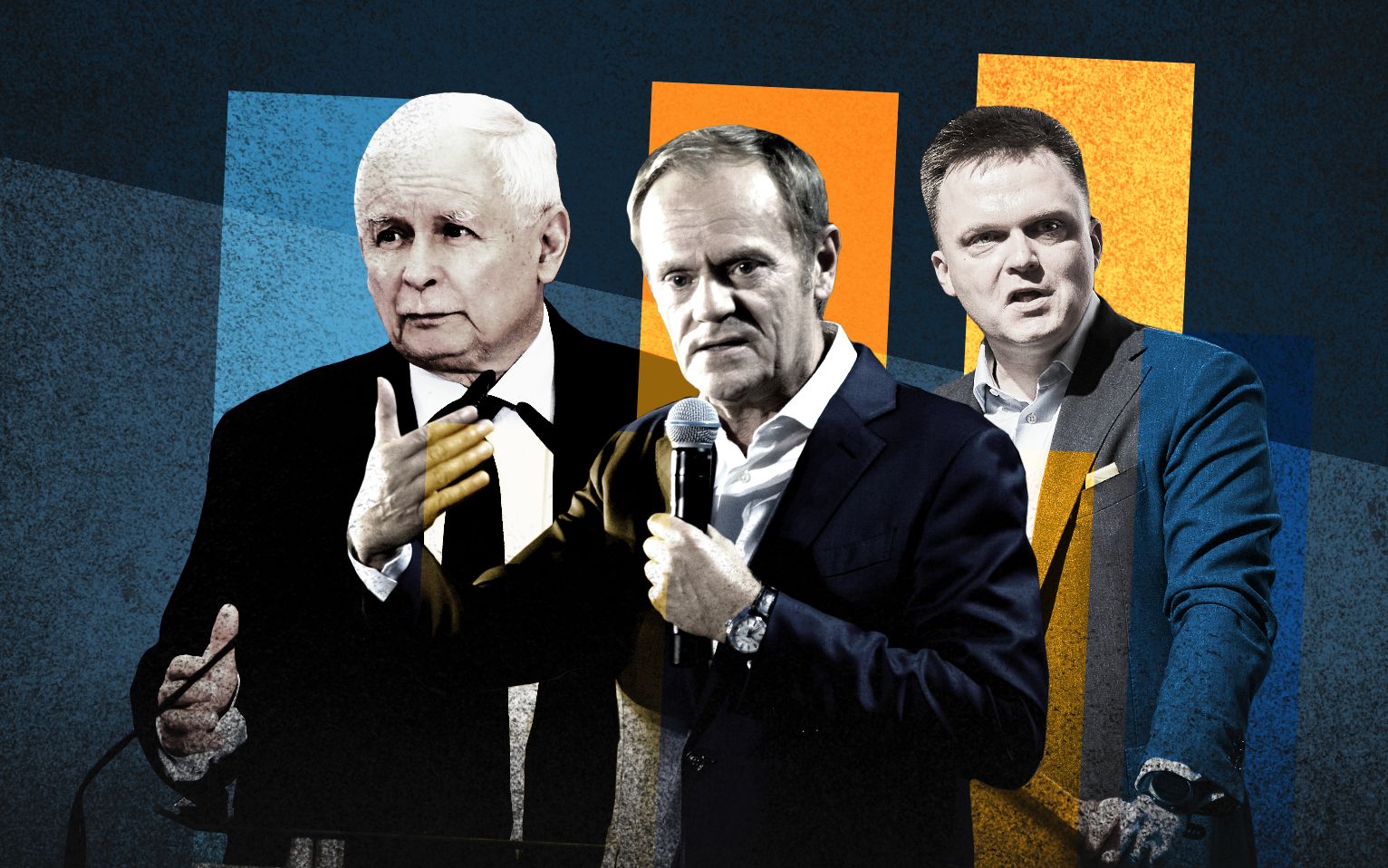Grafika do artykułu Kto by lepiej wypadł w debacie z Kaczyńskim: Tusk czy Hołownia? Sondaż, który wiele mówi