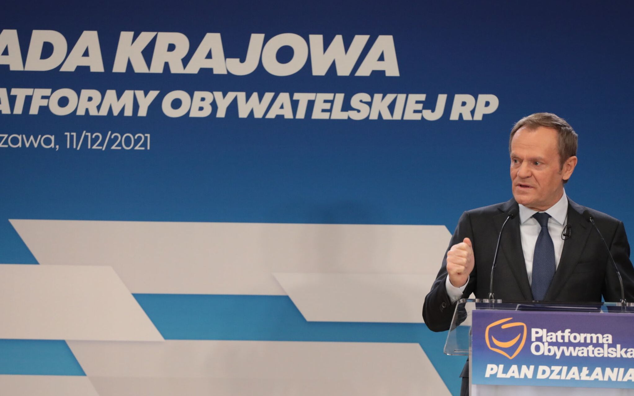 11.12.2021 Warszawa , ul Koszykowa , Polsko - Japonska Szkola Technik Komputerowych . Donald Tusk podczas Rady Krajowej Platformy Obywatelskiej .
Fot. Slawomir Kaminski / Agencja Wyborcza.pl