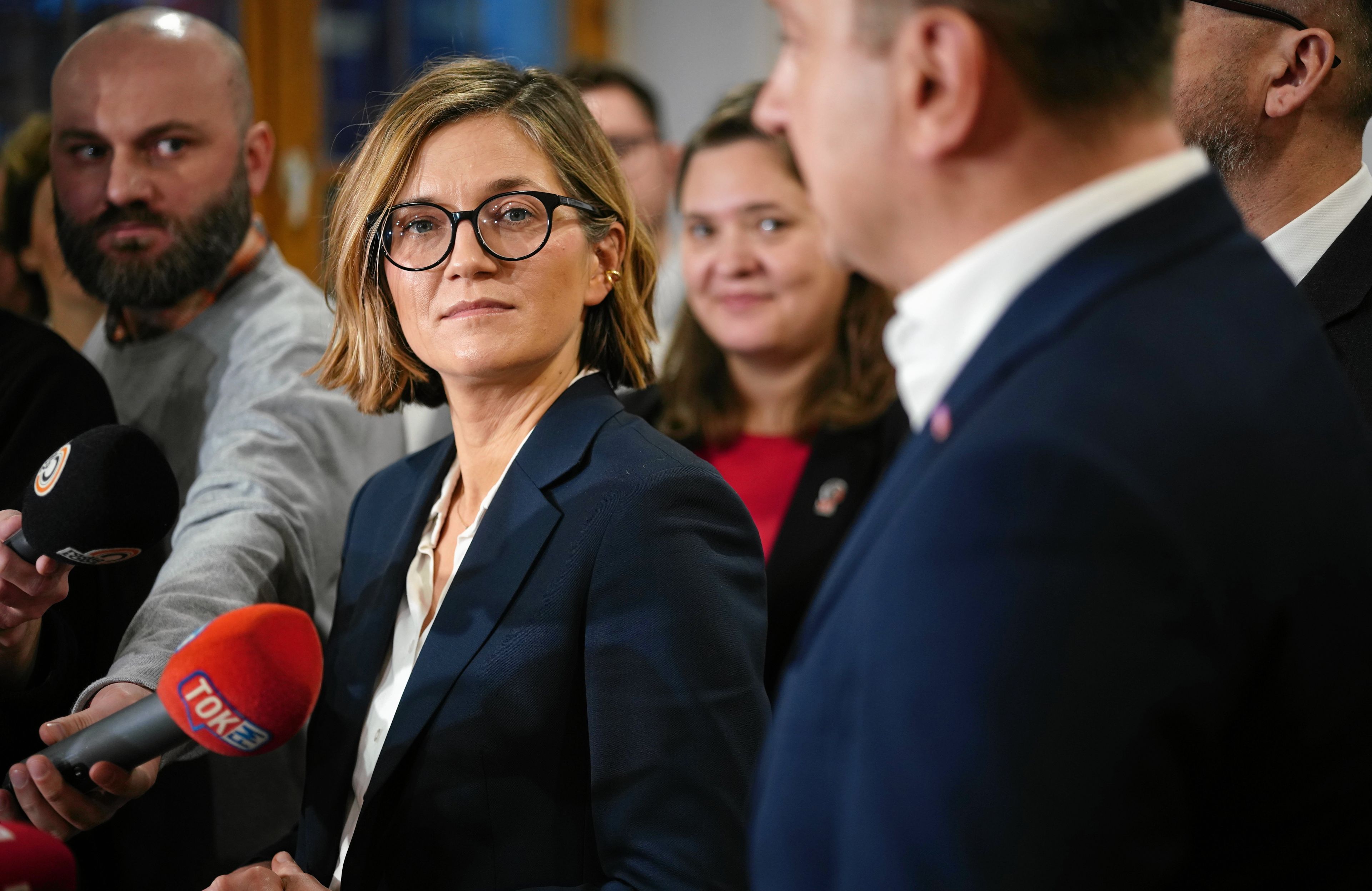 Magdalena Biejat na konferencji prasowej
