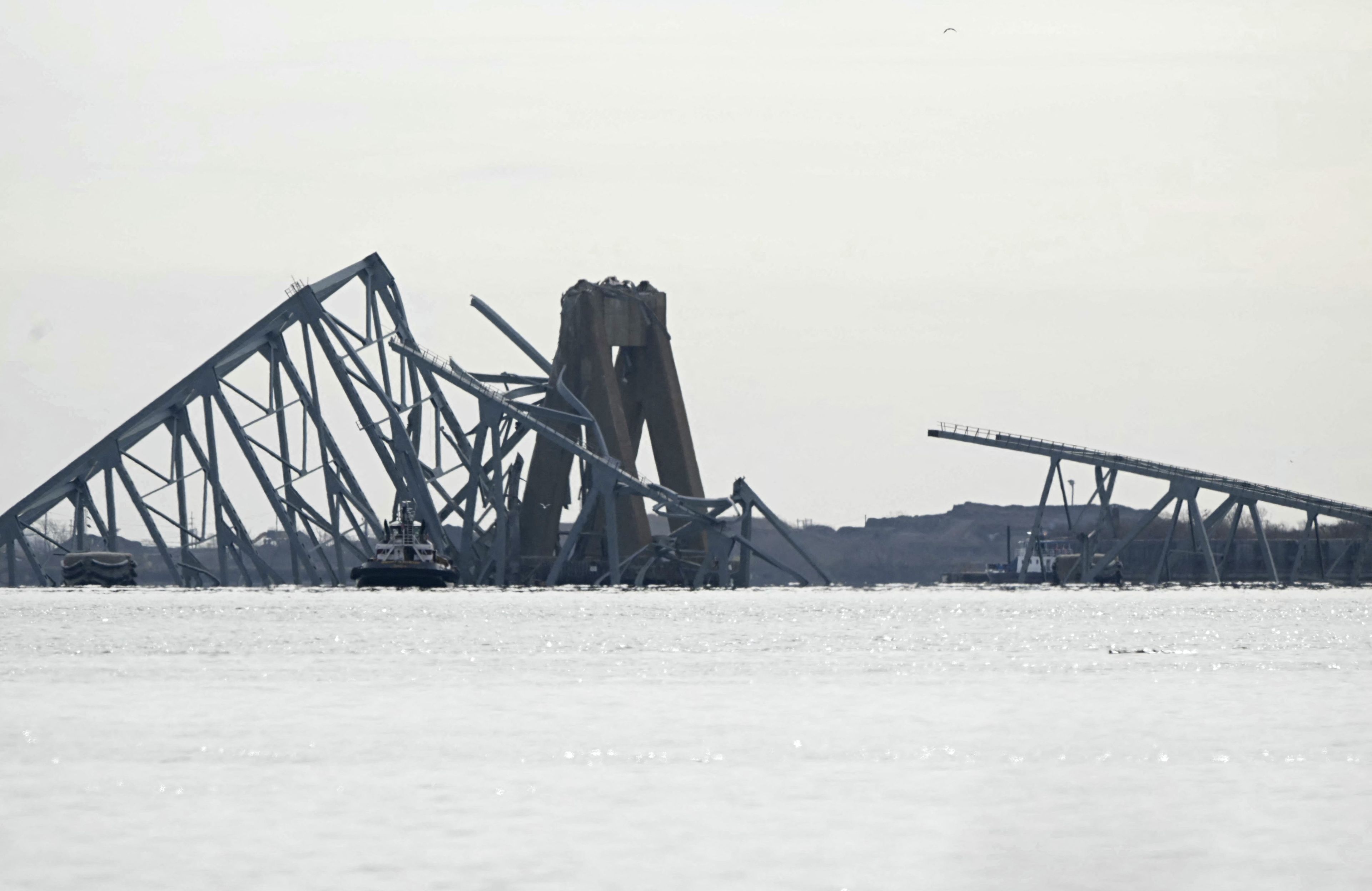 Most Francis Scott Key Bridge w Baltimore kilka godzin po wypadku