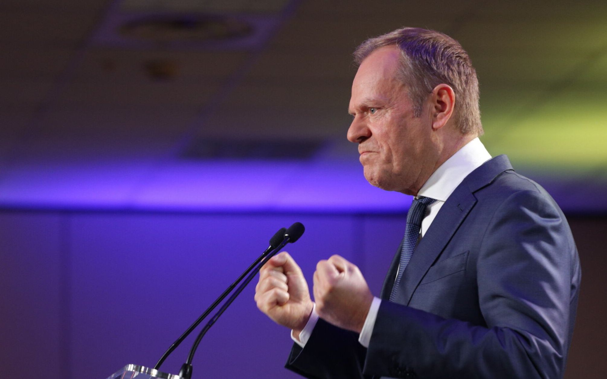 13.04.2022 Warszawa , ul. Komitetu Obrony Robotnikow , Hotel Sangate Airport . Szef PO Donald Tusk podczas Rady Krajowej Platformy Obywatelskiej .
Fot. Adam Stepien / Agencja Wyborcza.pl