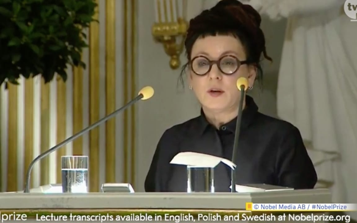 Grafika do artykułu Olga Tokarczuk: "Świat umiera, a my nawet tego nie zauważamy" [Przemówienie noblistki, słowo w słowo]