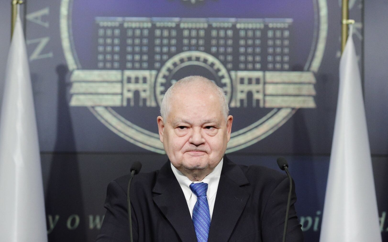 09.02.2022 Warszawa , ulica Swietokrzyska 11 / 21 . Narodowy Bank Polski . Prezes Narodowego Banku Polskiego Adam Glapinski podczas konferencji prasowej po posiedzieniu Rady Polityki Pienieznej .
Fot. Dawid Zuchowicz / Agencja Wyborcza.pl