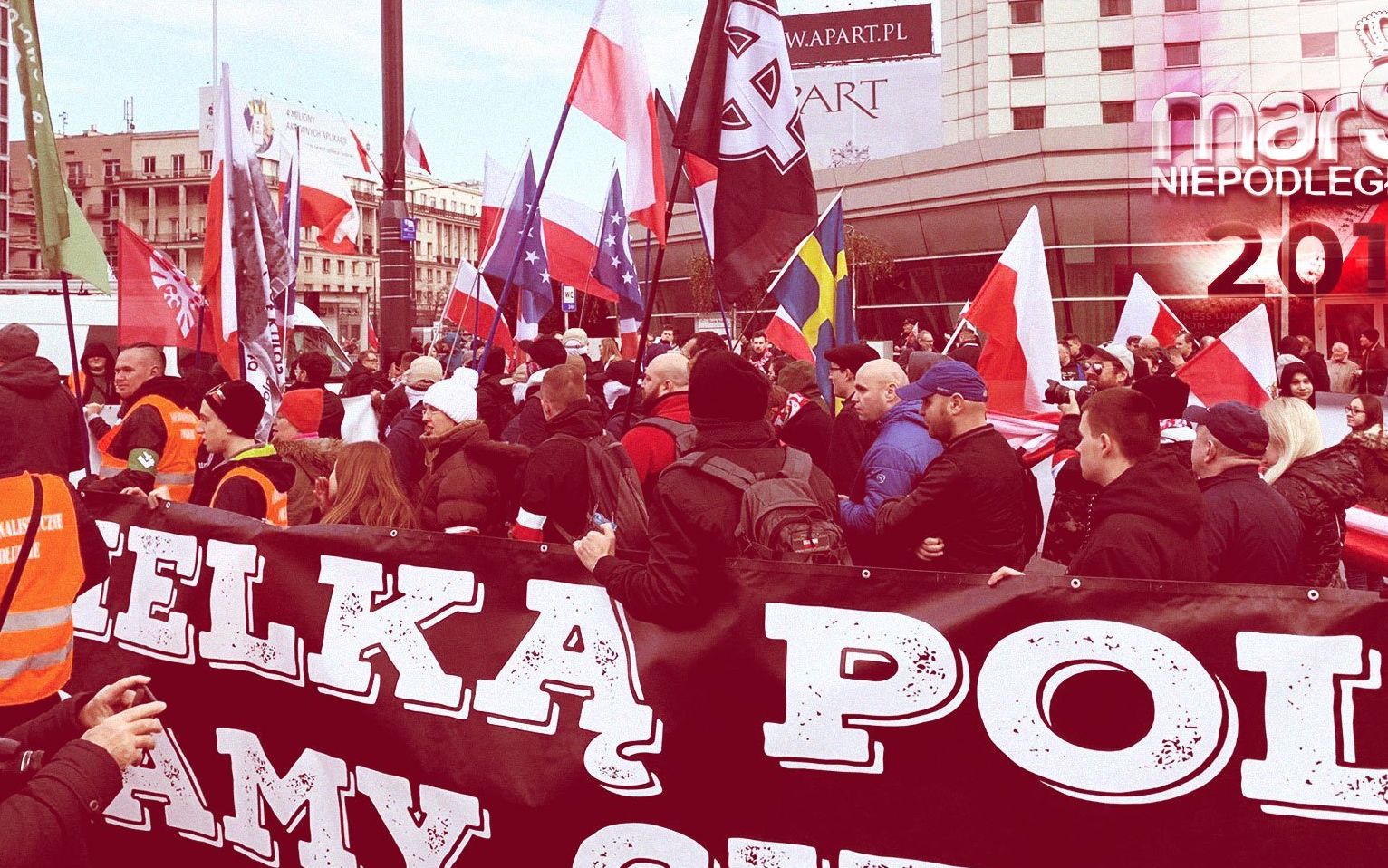 Grafika do artykułu "Idą biali wojownicy, narodowi katolicy". Za Polskę wolną od aborcji, islamu, Żydów i LGBT!