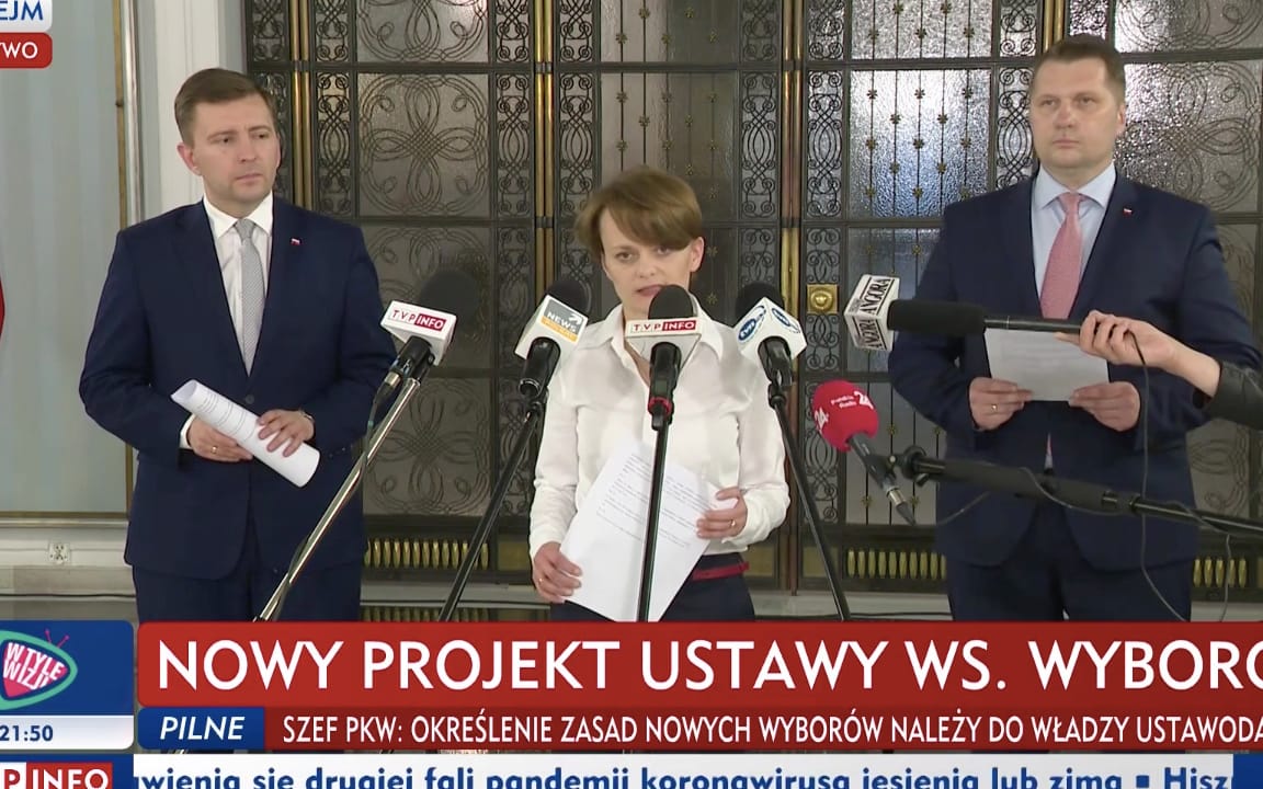 Grafika do artykułu Nowy projekt PiS: wybory w ekspresowym tempie, ale bez Sasina i w lokalach wyborczych