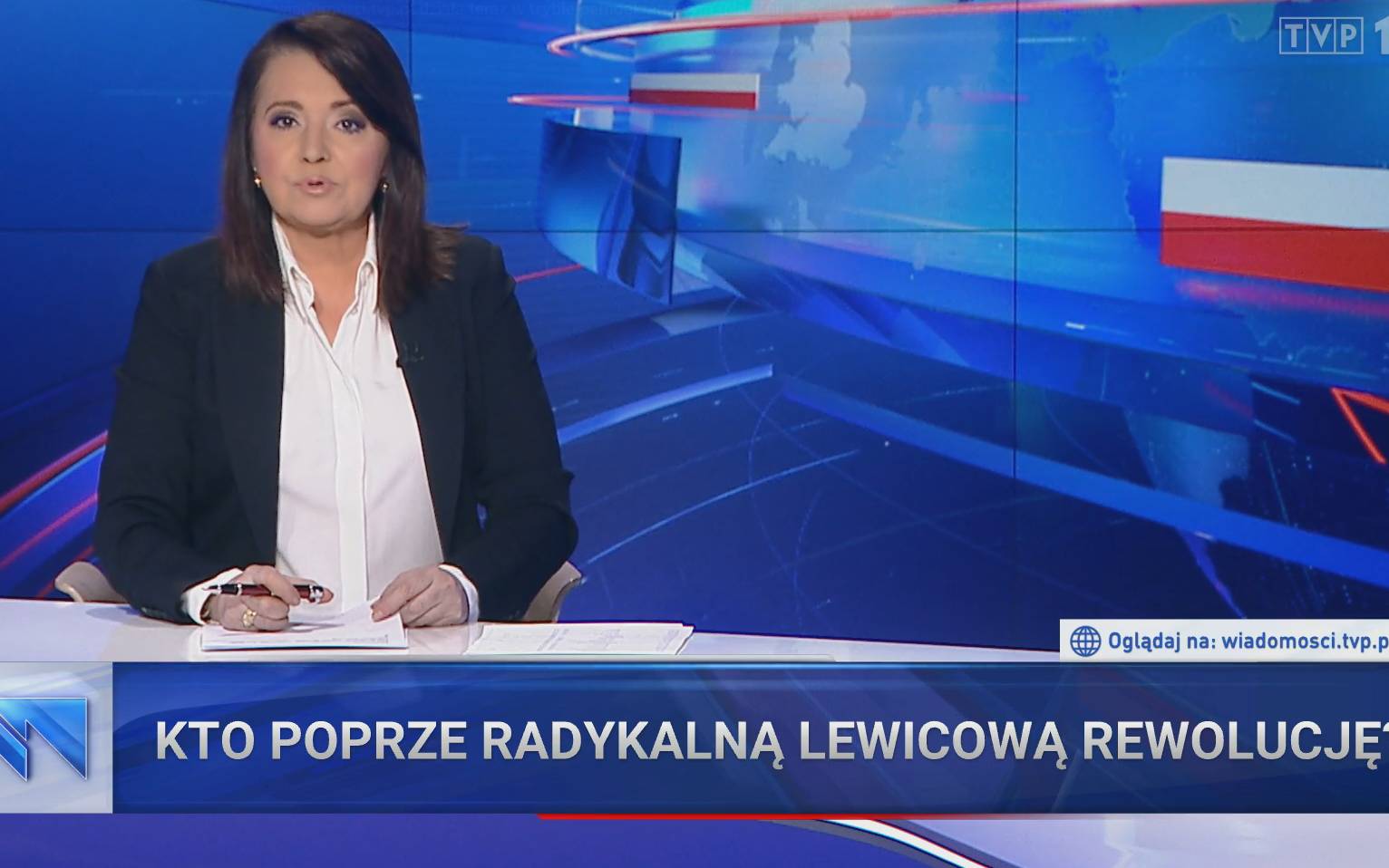 Grafika do artykułu "Wiadomości" TVP do wyborców Bosaka: nie głosujcie na tego tęczowego lewaka i komucha