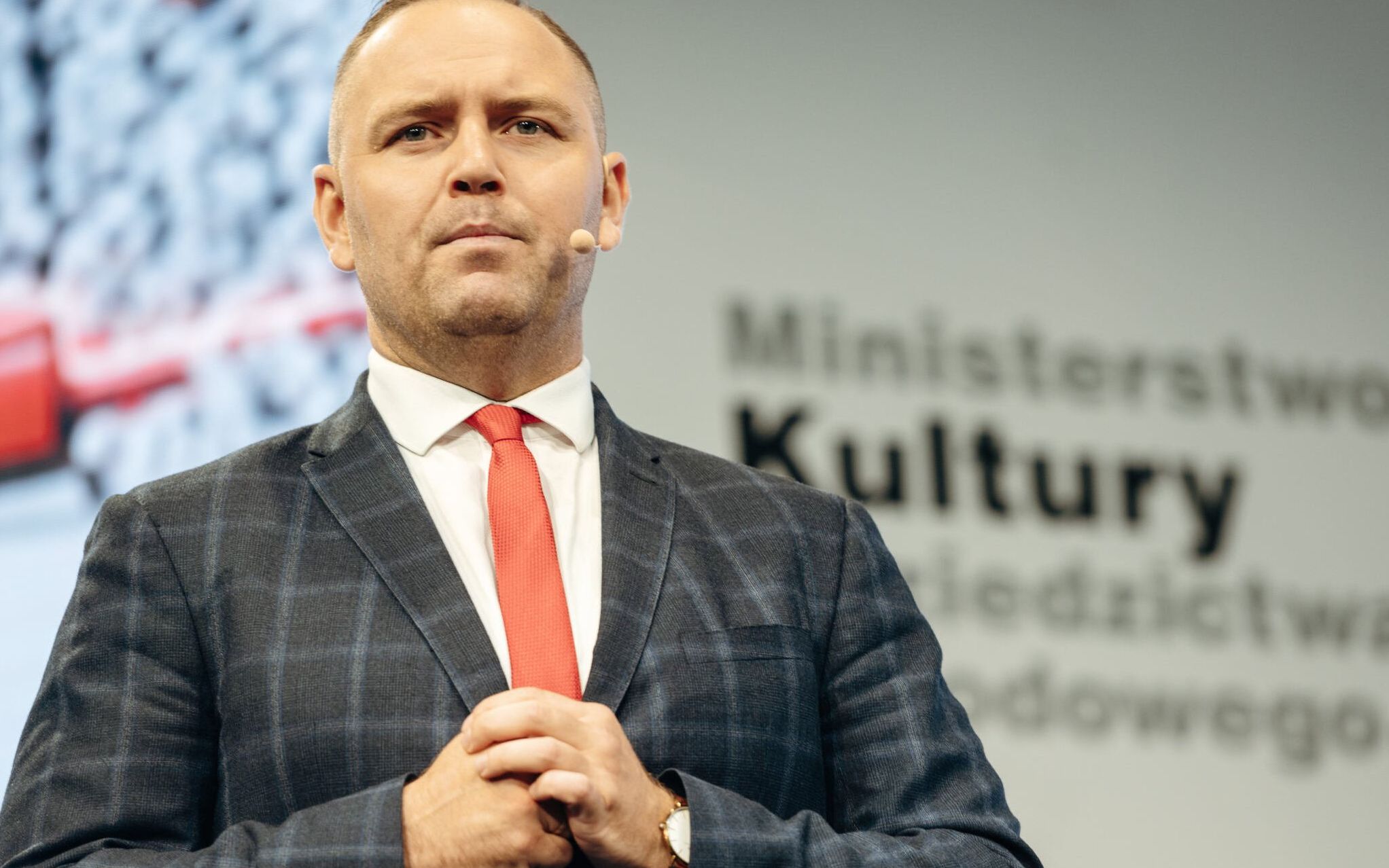 25.08.2020 Gdansk , plac Wladyslawa Bartoszewskiego 1 . Muzeum II Wojny Swiatowej . (C) Karol Nawrocki podczas Konferencji prasowej dotyczacej zalozen programowych dla inwestycji Muzeum Westerplatte i Wojny 1939 .
Fot. Bartosz Banka / Agencja Gazeta