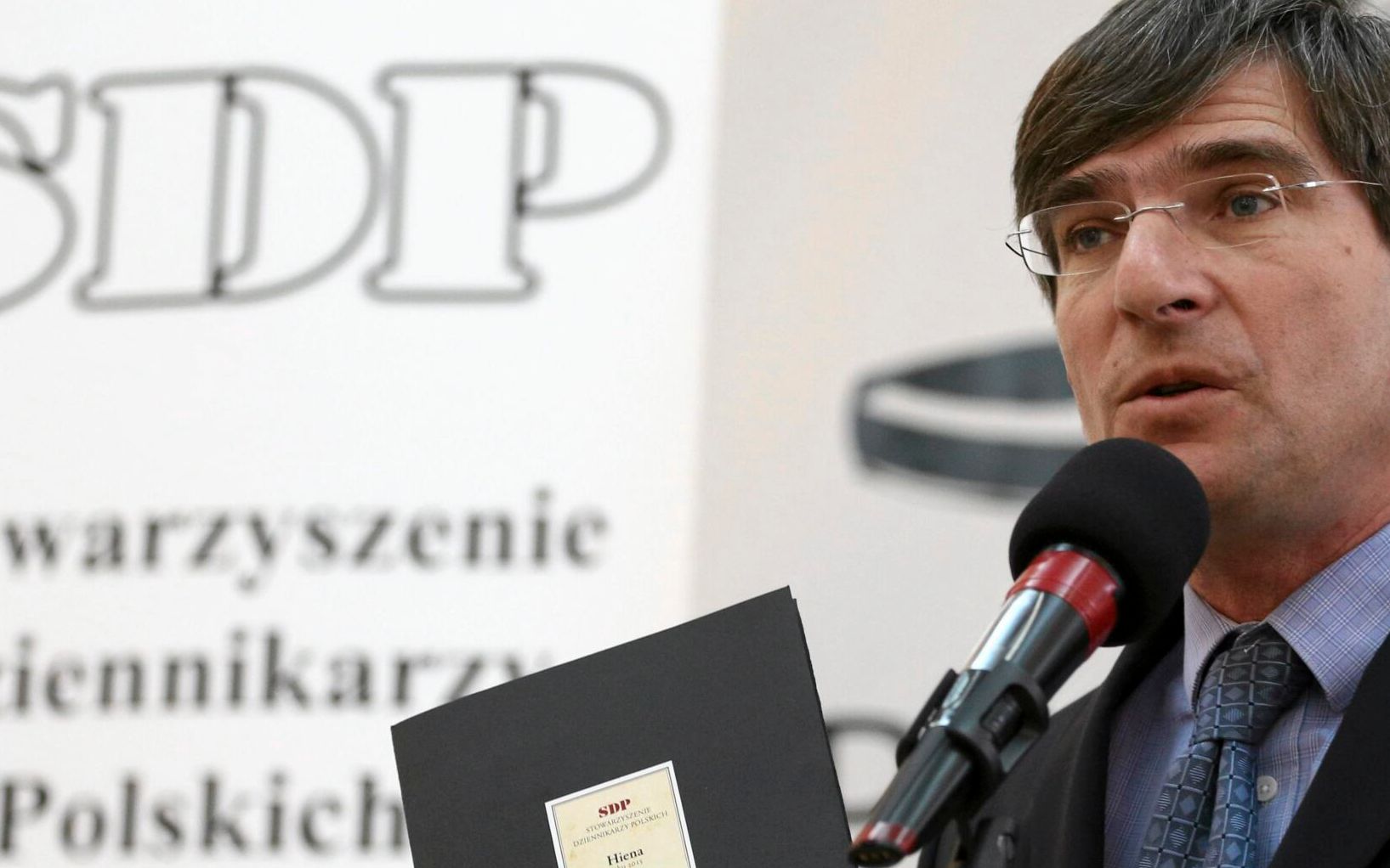 27.01.2016 Warszawa , ulica Foksal 3 / 5 . Prezes SDP Krzysztof Skowronski podczas konferencji prasowej Stowarzyszenia Dziennikarzy Polskich dotyczacej zmian w mediach .
Fot. Adam Stepien / Agencja Gazeta