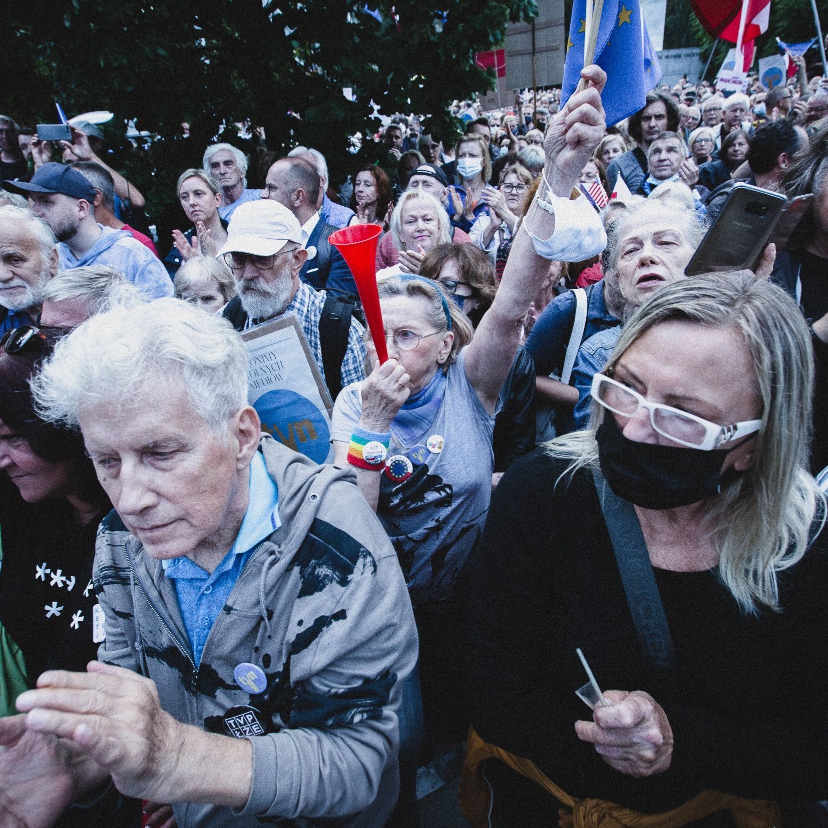 Warszawa, 10.08.2021. Protest przeciw lex TVN pod Sejmem