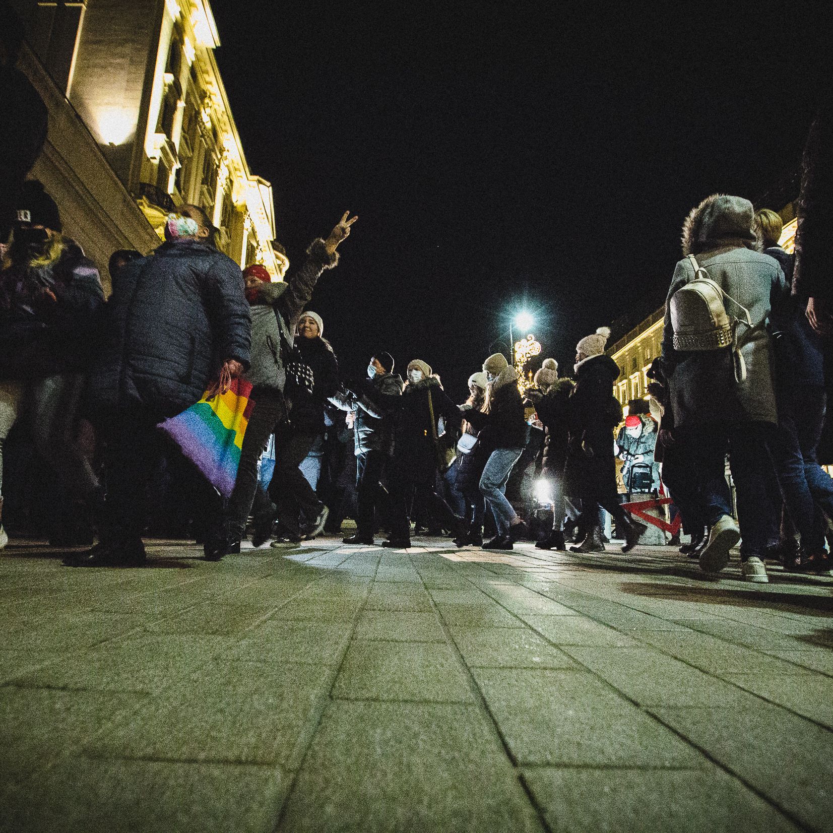 Warszawa, 13.02.2022. Wolna Szkoła: „Chcemy weta”. Polonez protestu pod Pałacem Prezydenckim