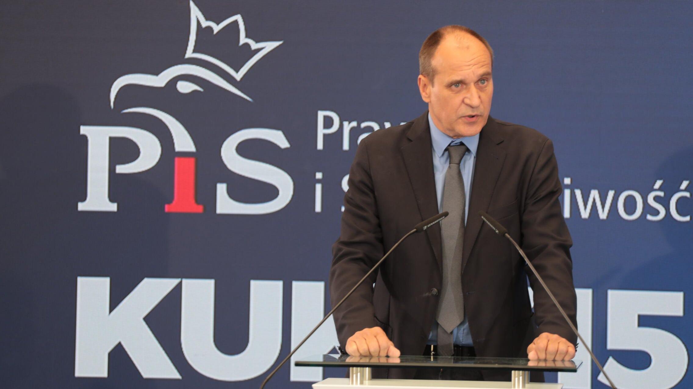 Paweł Kukiz na konferencji prasowej z Jarosławem Kaczynskim
