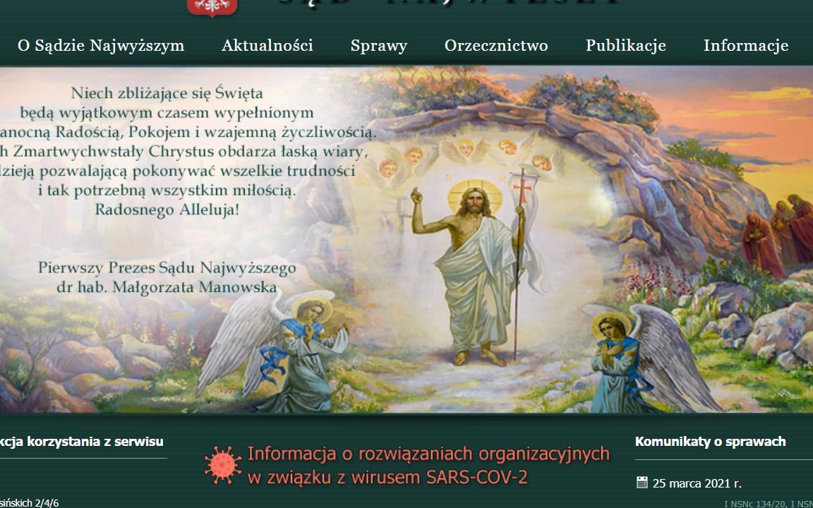 Grafika do artykułu Jezus Pierwszym Prezesem SN? Jak instytucje publiczne prawią wielkanocne kazania