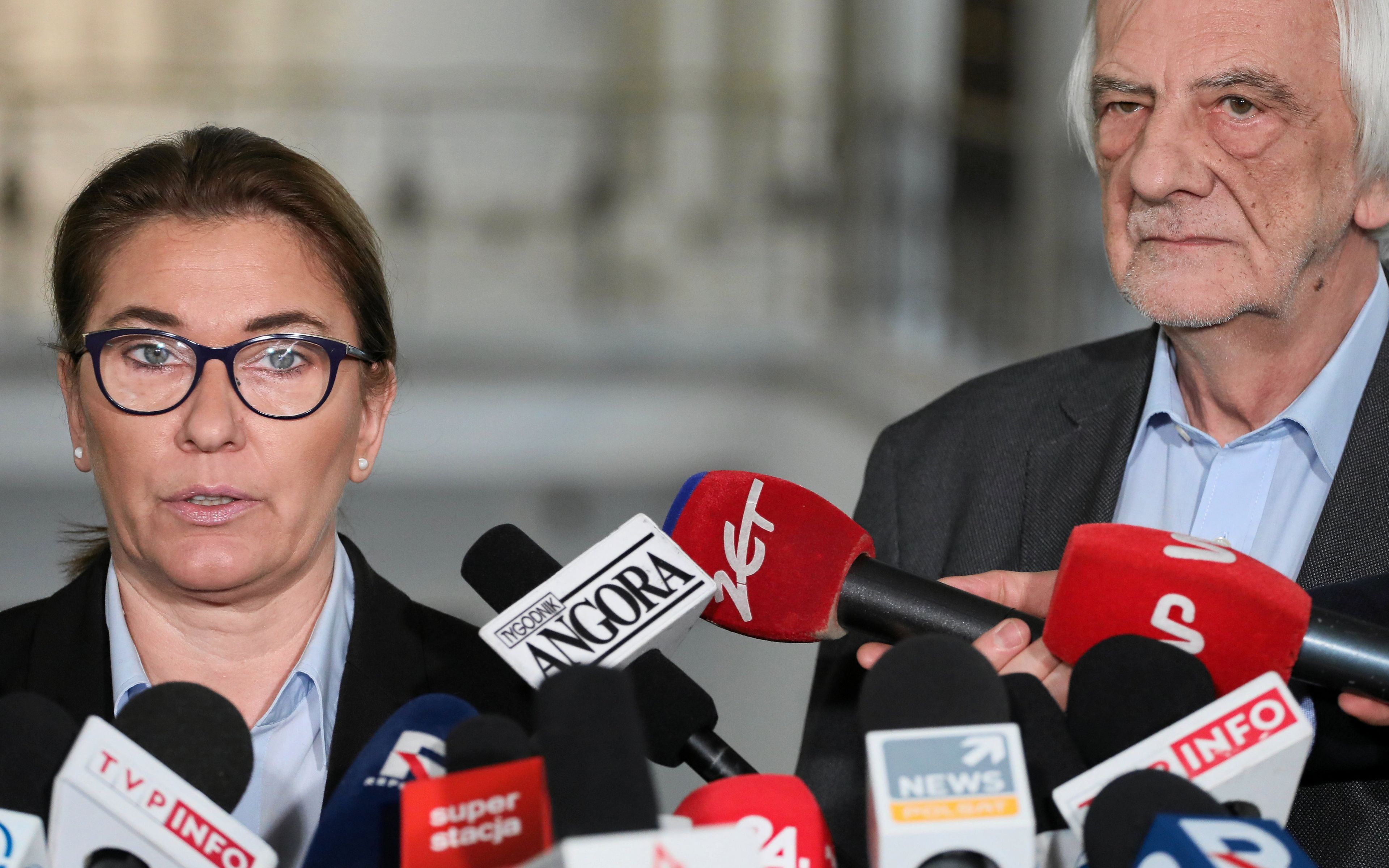 29.01.2019 Warszawa , Sejm . Wicemarszalkowie Beata Mazurek i Ryszard Terlecki - PiS podczas konferencji na temat dzisiejszej publikacji Gazety Wyborczej o interesach spolki Srebrna i tzw tasmach Jaroslawa Kaczynskiego .
Fot. Slawomir Kaminski / Agencja Gazeta