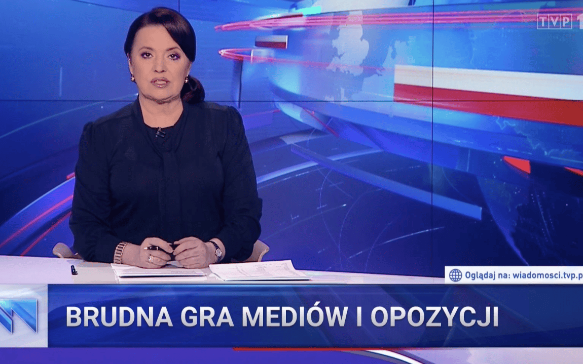 Grafika do artykułu "Wiadomości" TVP o publikacji OKO.press o zatrudnieniu Tymoteusza Szydło: "Haniebne"