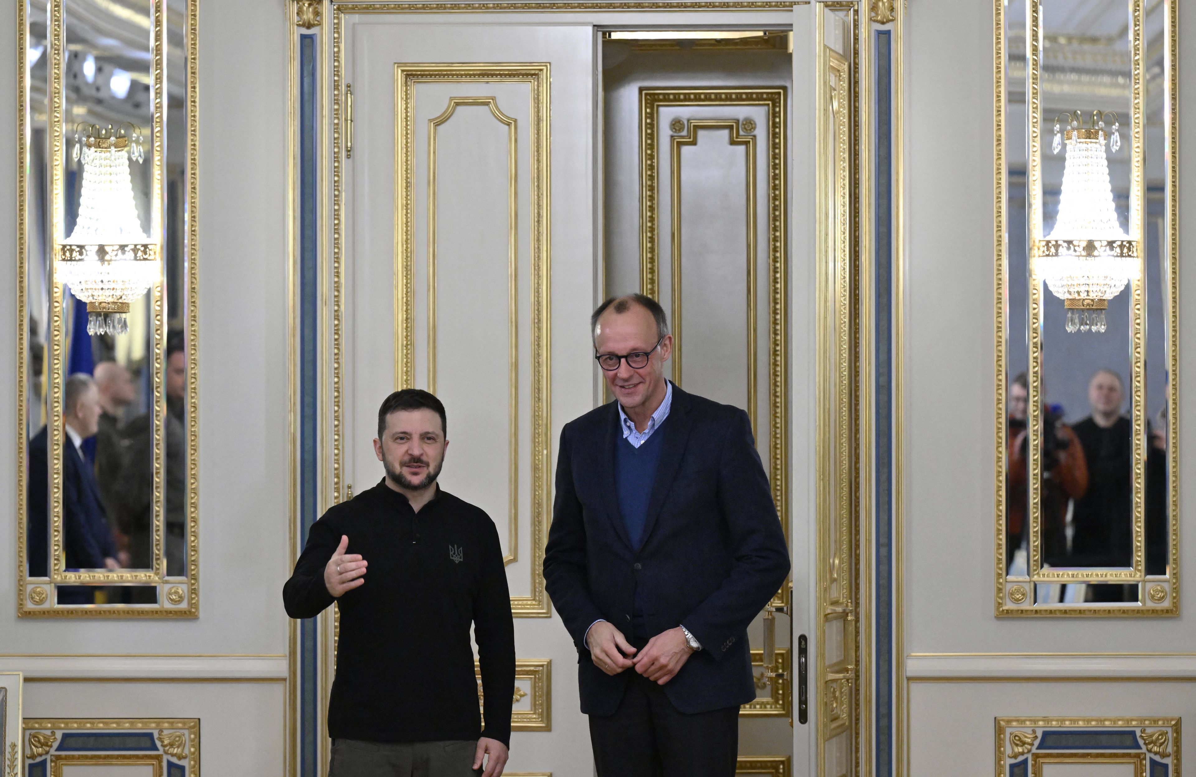 Wołodymyr Zełenski i Friedrich Merz w Kijowie podczas konferencji prasowej