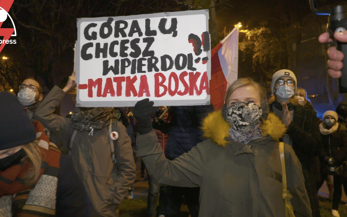 Grafika do artykułu „Wydupcać!”. Marta Lempart na demonstracji Strajku Kobiet w Zakopanem