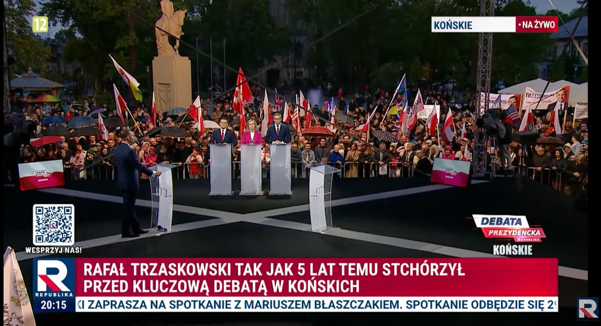 W Końskich Nawrocki debatował sam ze sobą na wiecu Telewizji Republika