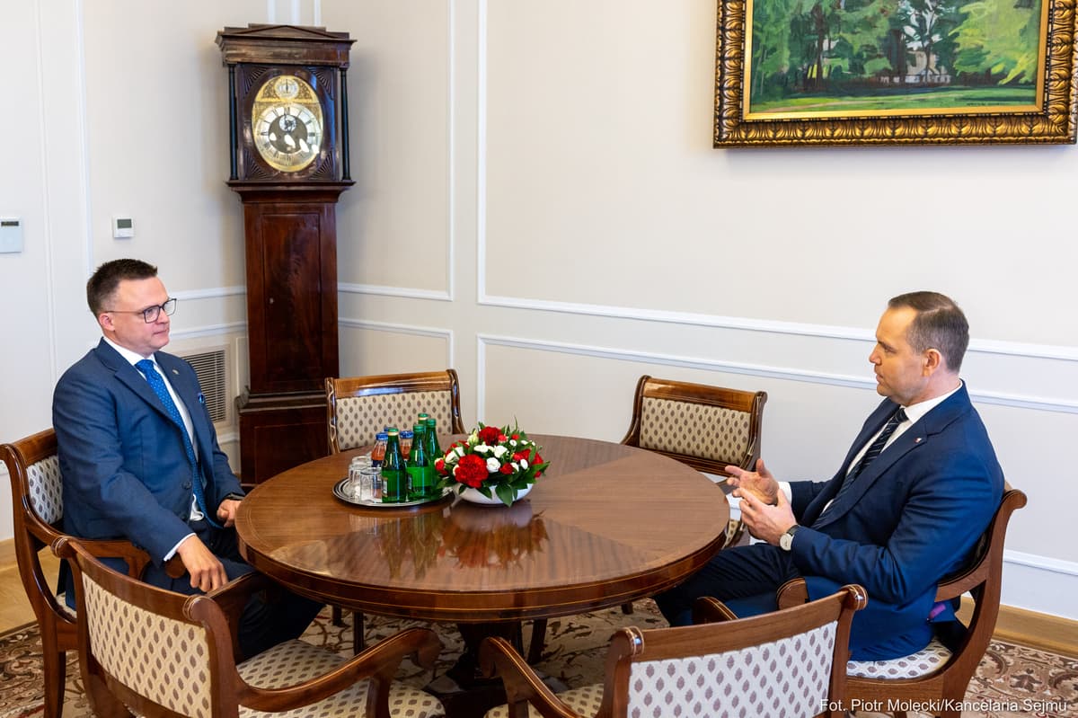 Karol Nawrocki w Sejmie. Rozmowa z marszałkiem Hołownią