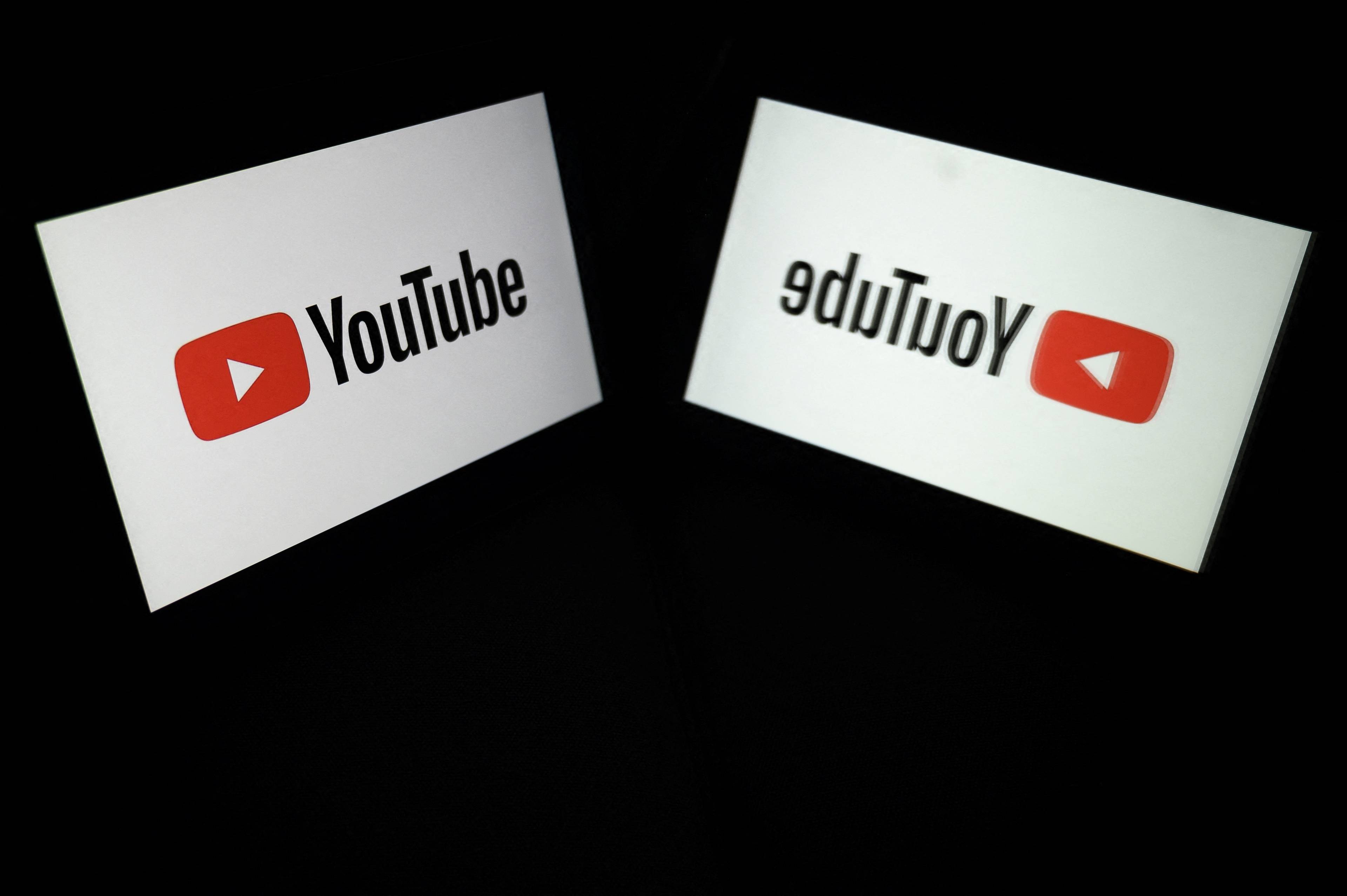 Logo Youtube odbite w lustrze