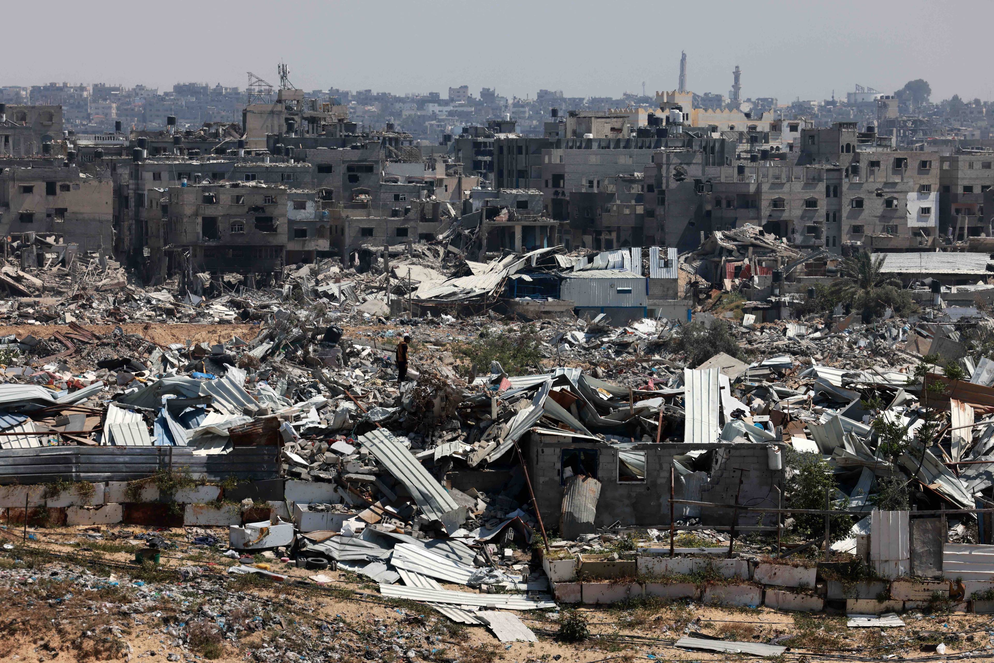 Zrujnowane miasto Chan Junis. Strefa Gazy