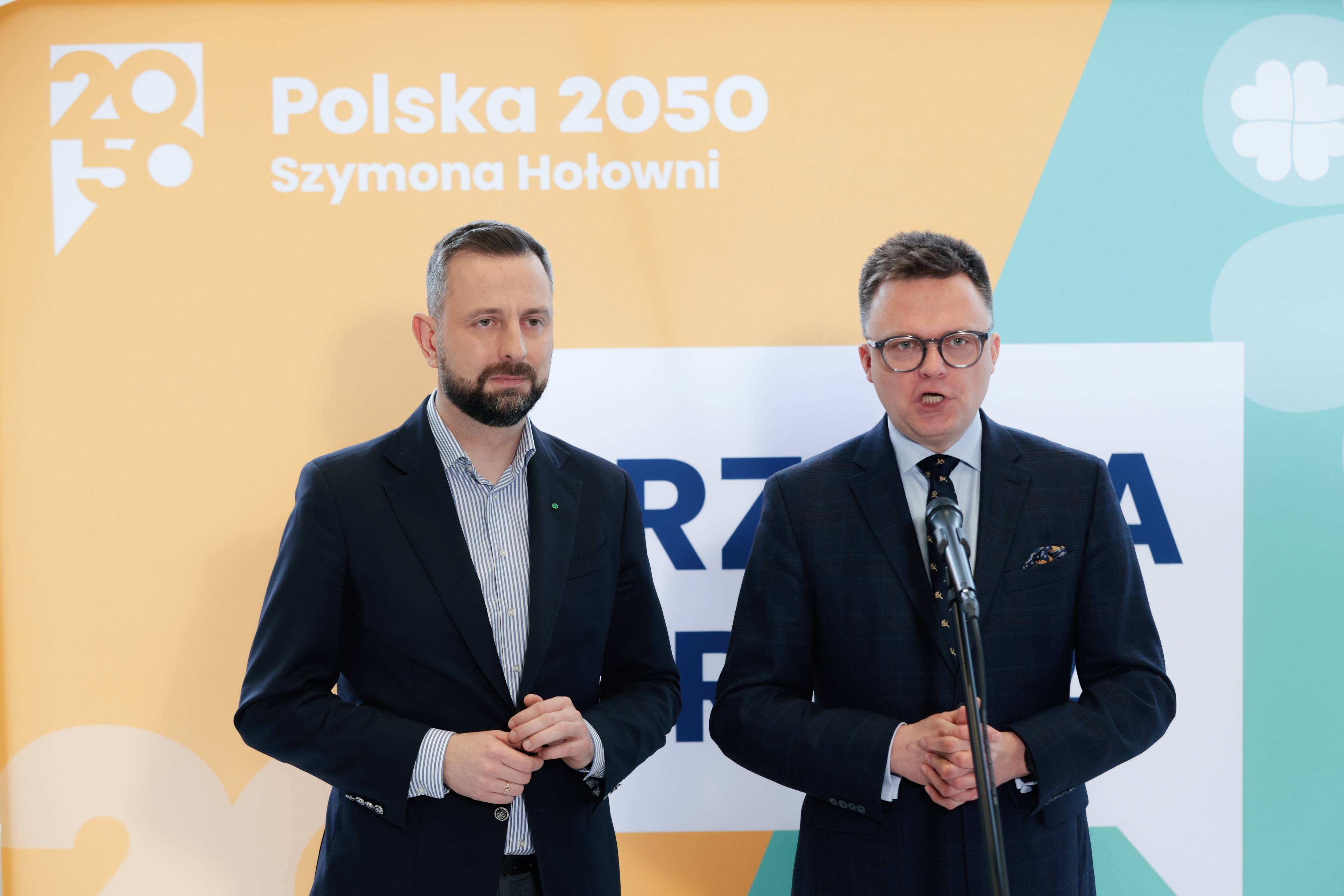 Władysław Kosiniak-Kamysz i Szymon Hołownia podczas konferencji prasowej