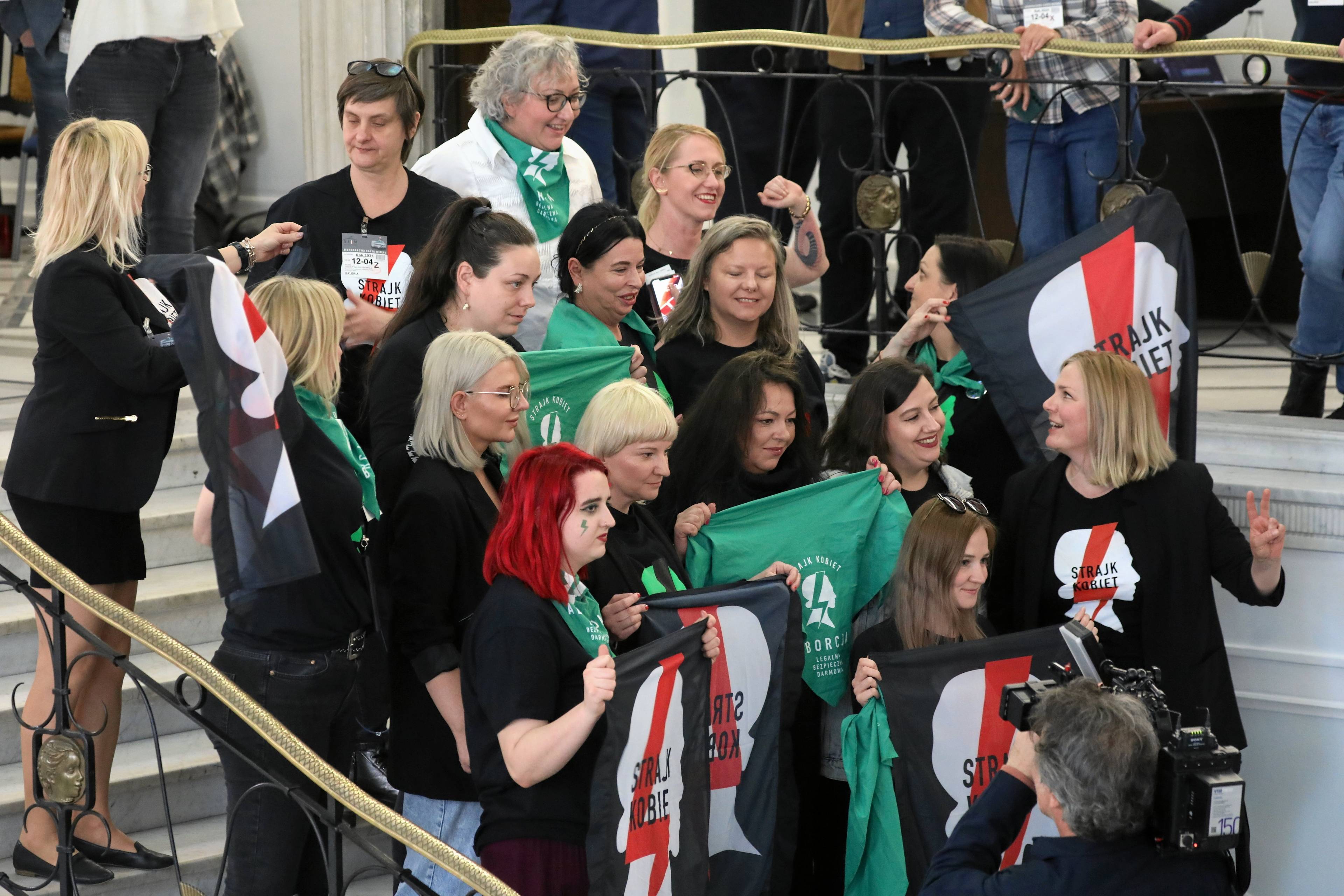 Aktywistki w Sejmie podczas głosowań ustaw zmieniających prawo aborcyjne